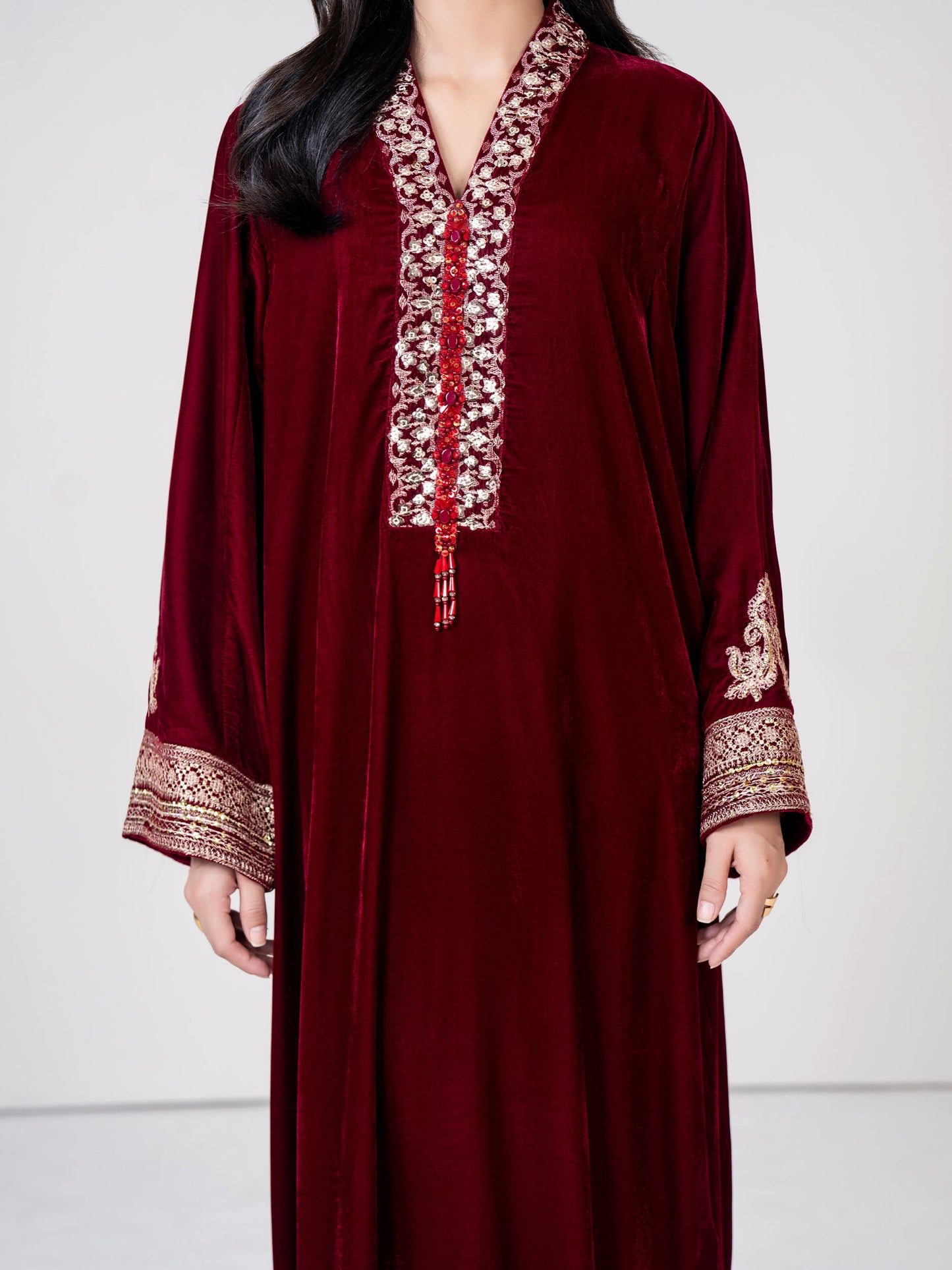 Velvet Shirt-Embroidered (Pret)