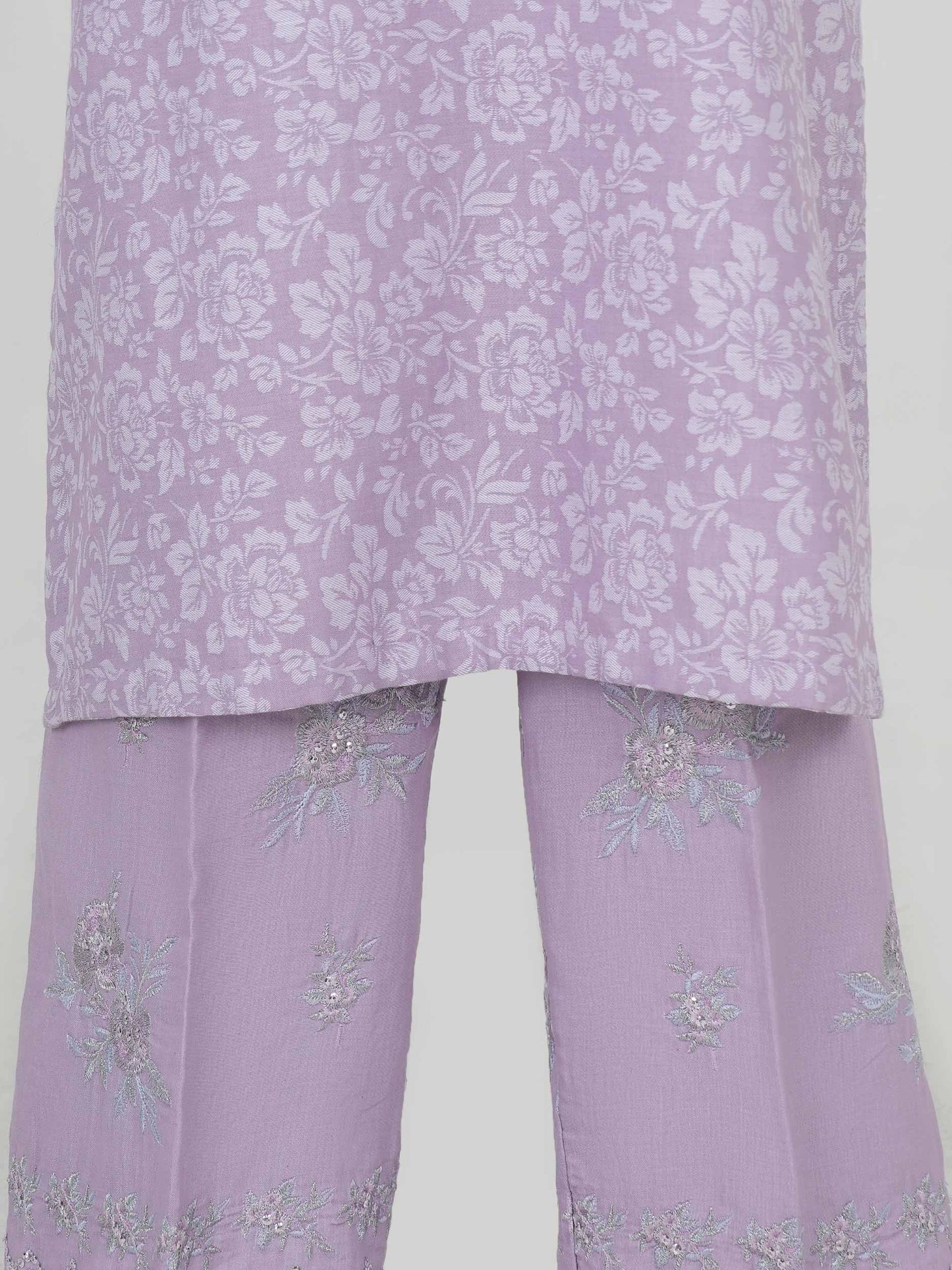 2 Piece Self Jacquard Suit- Embroidered (Pret)