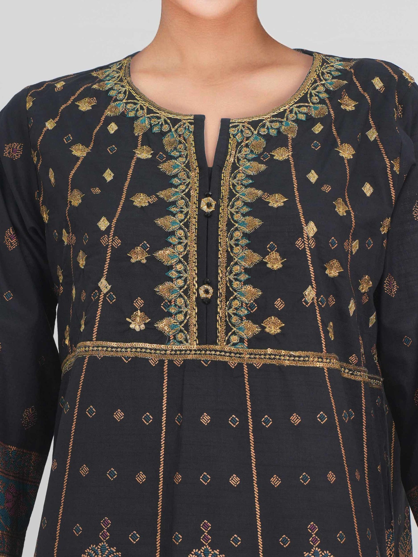 2 Piece Lawn Slub Suit-Embroidered (Pret)