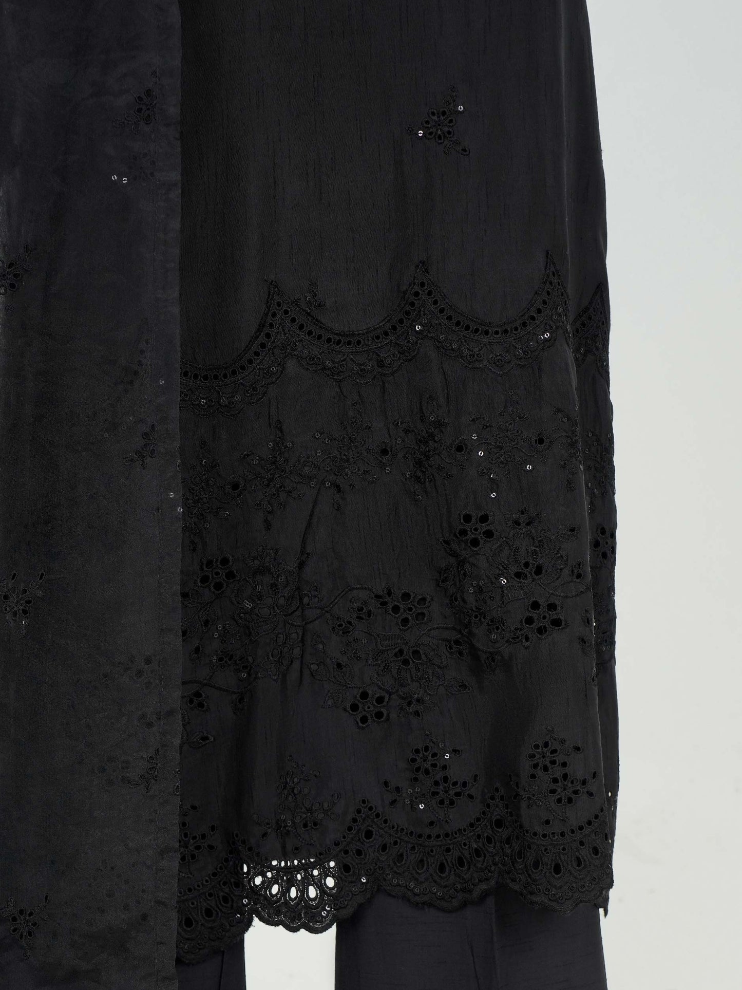 3 Piece Raw Silk Suit- Embroidered (Pret)