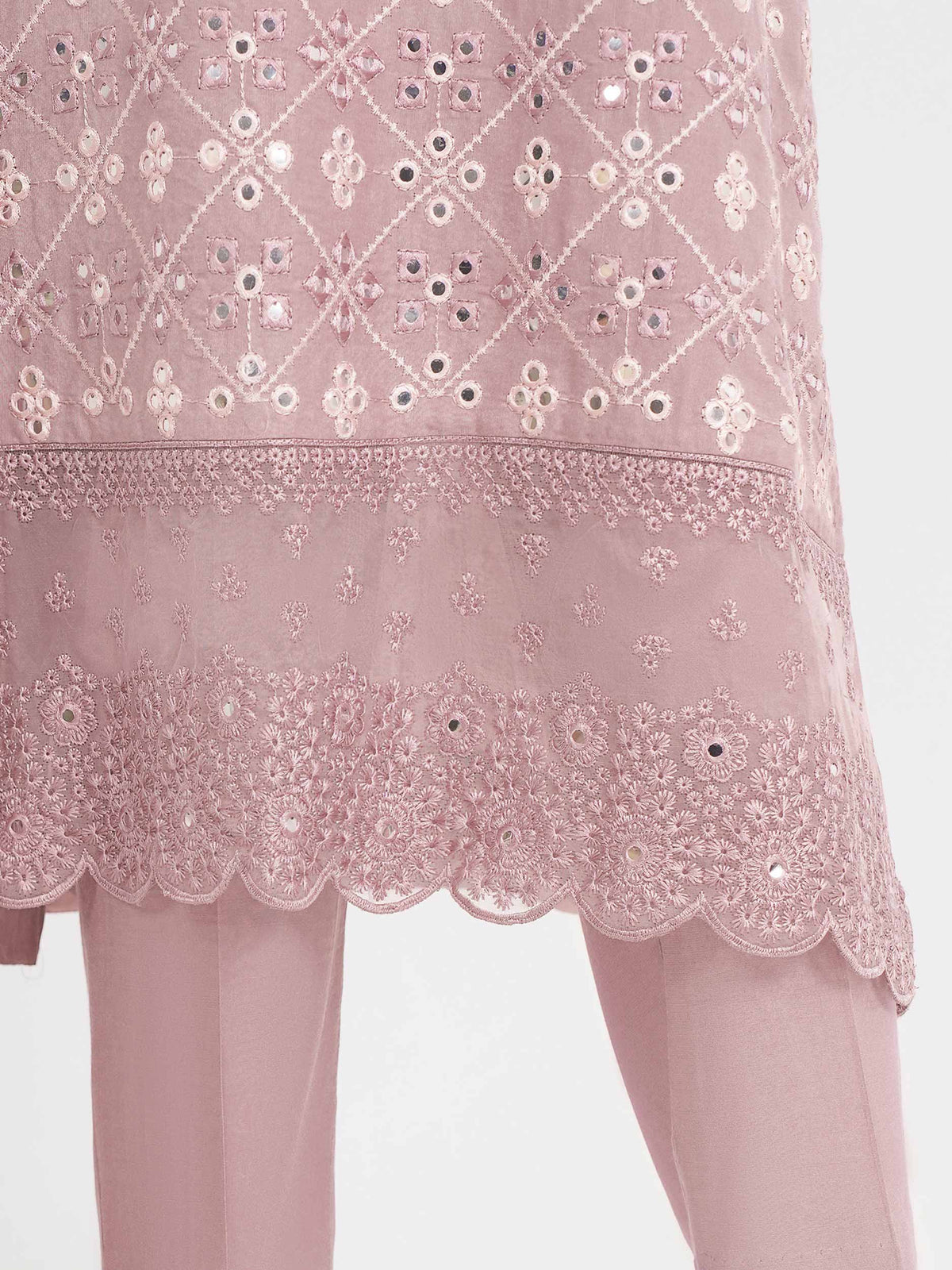 3 Piece Raw Silk Suit- Embroidered (Pret)