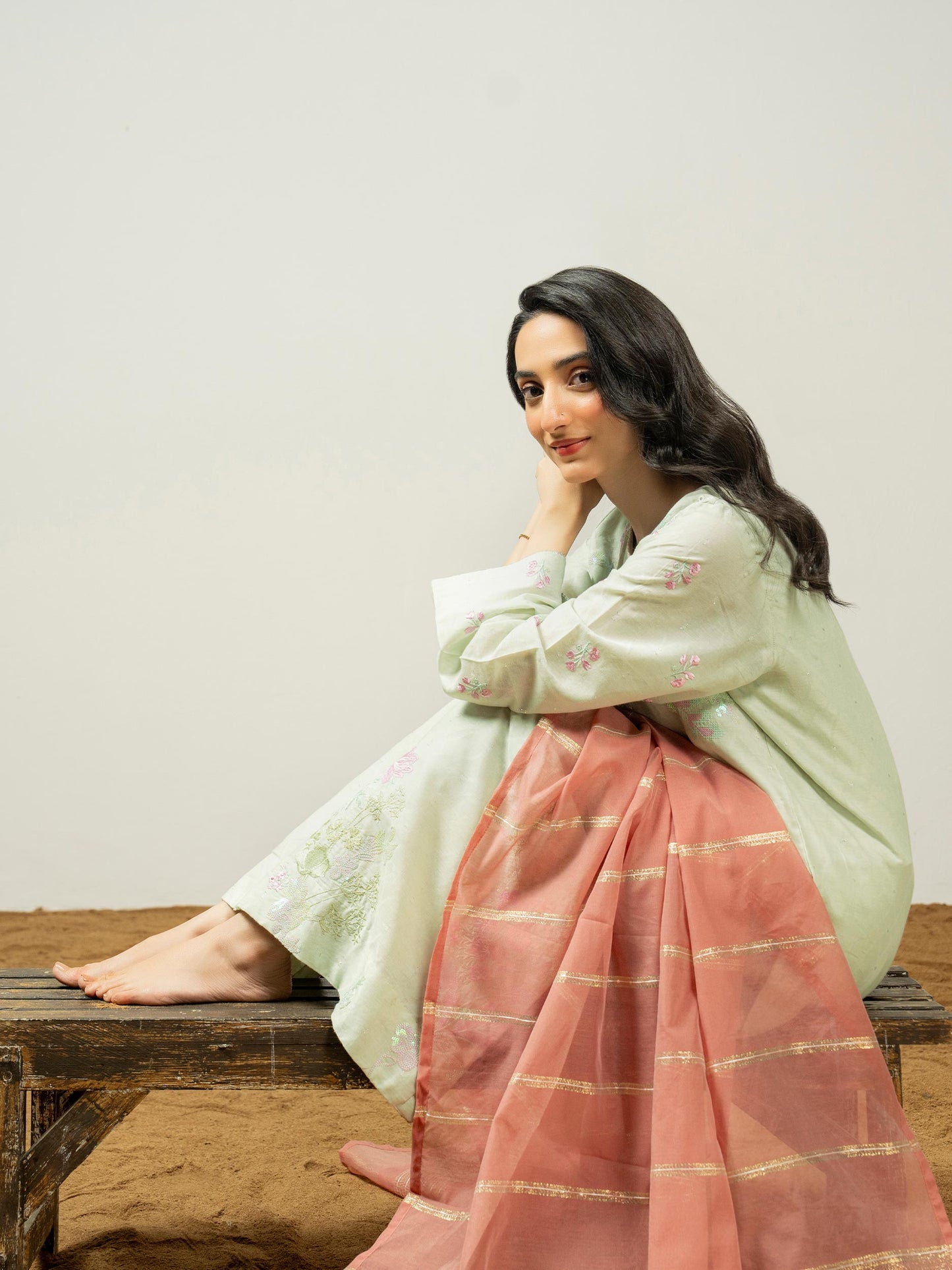 3 Piece Jacquard Suit-Embroidered (Pret)