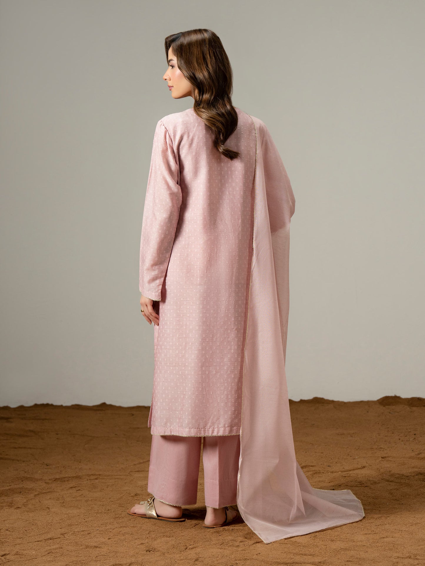 3 Piece Jacquard Suit-Embroidered (Pret)