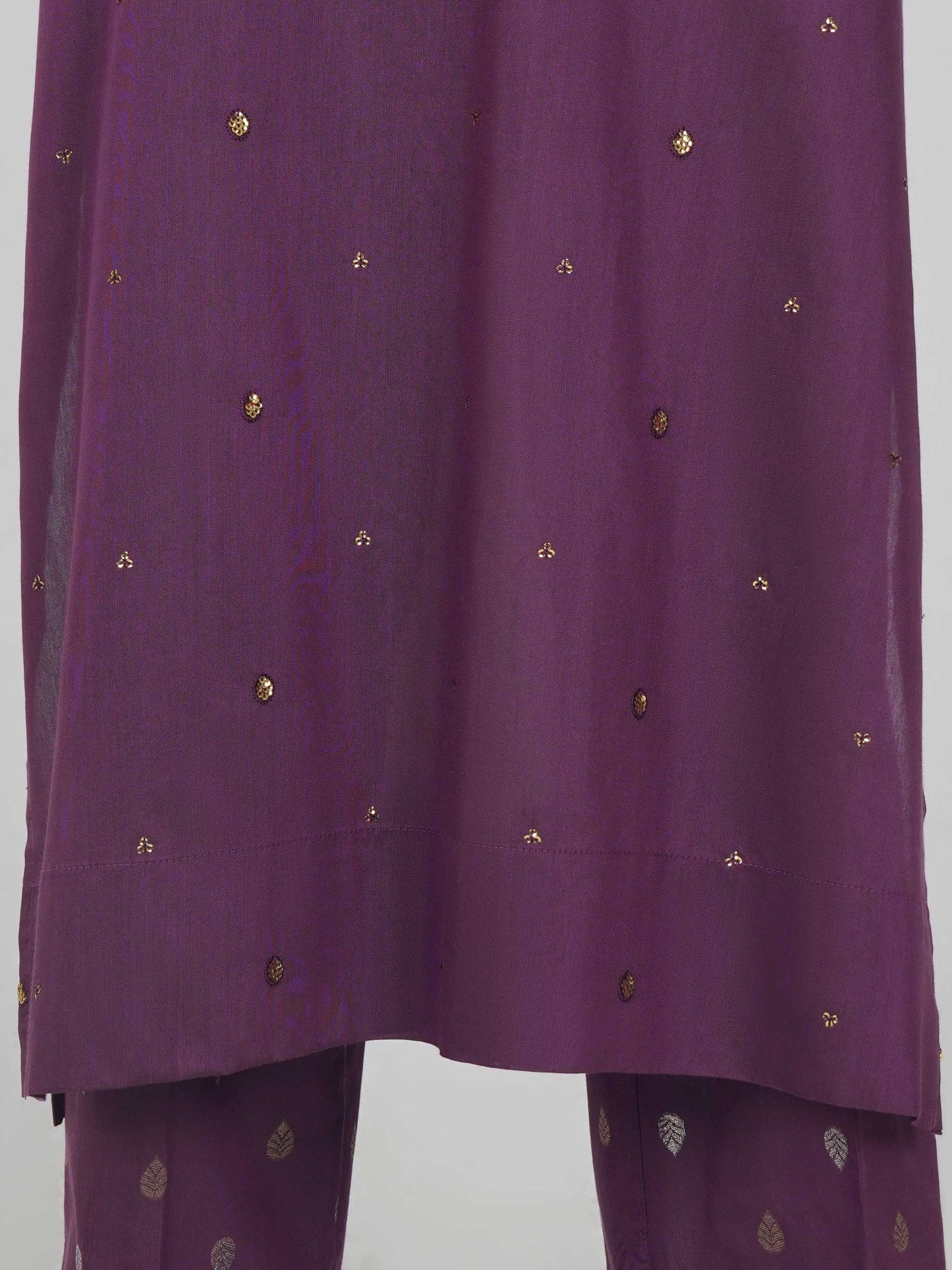 3 Piece Raw Silk Suit- Embroidered (Pret)