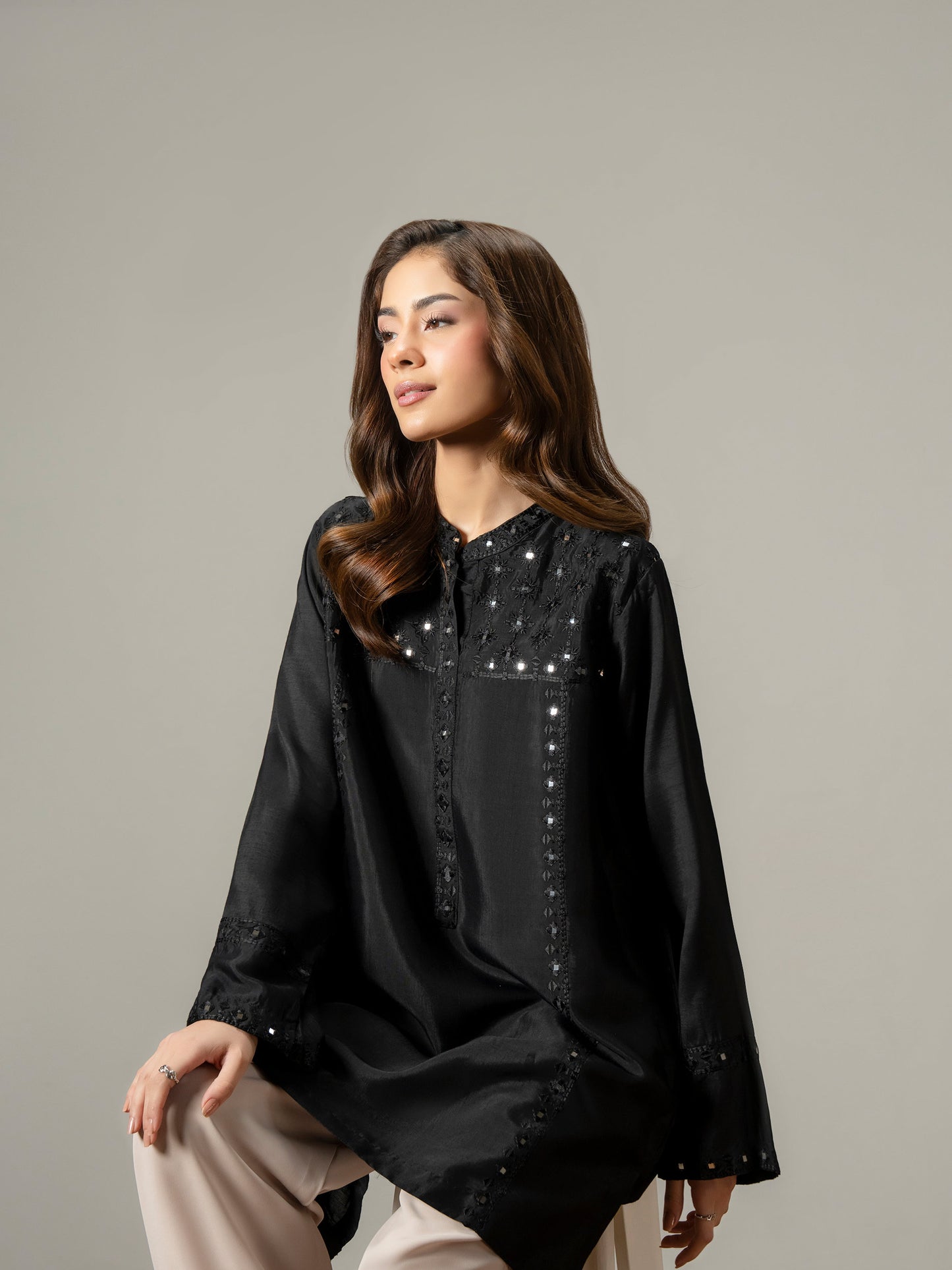 Silk Kurti-Embroidered (Pret)