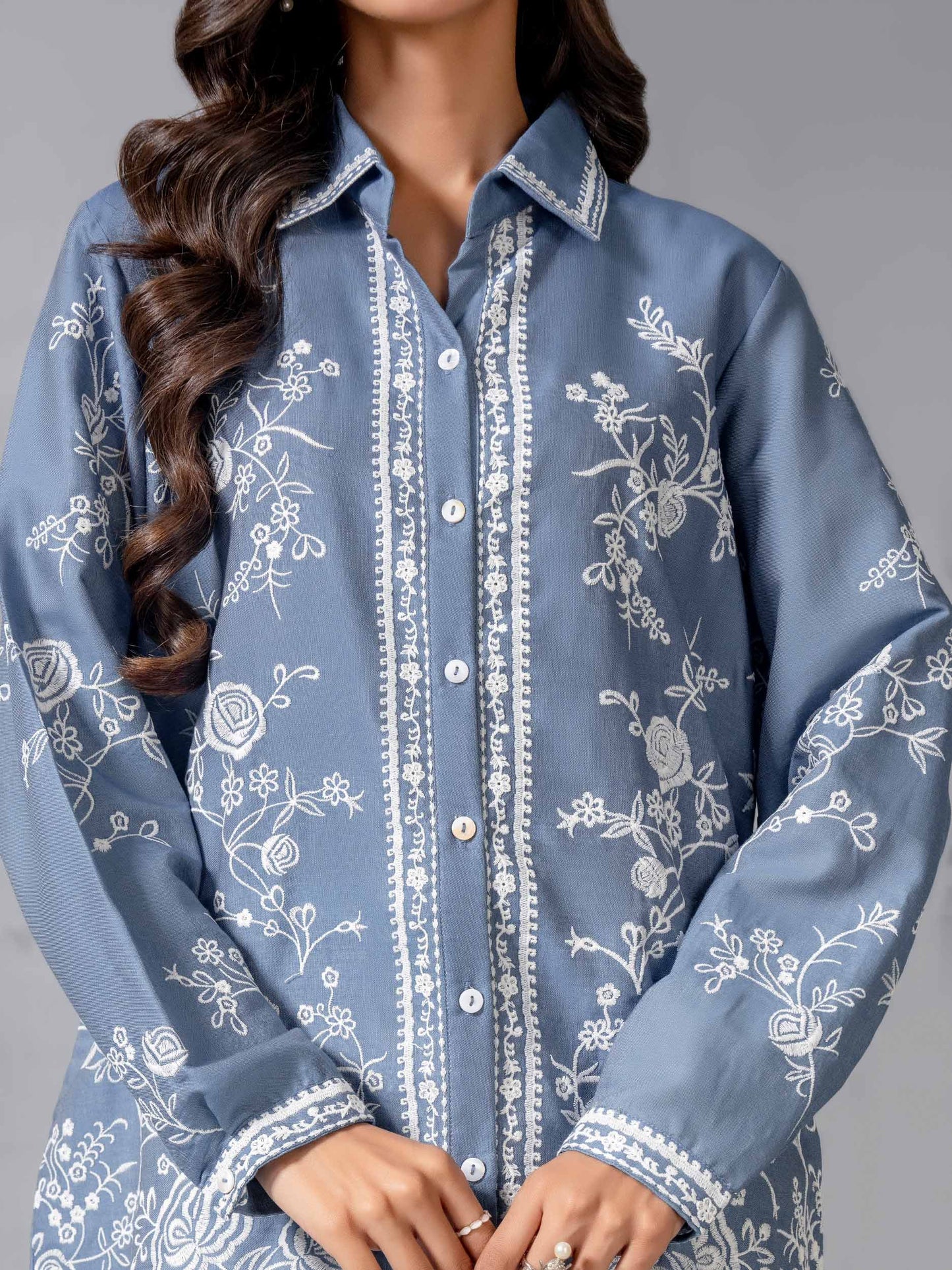 Denim Top-Embroidered (Pret)