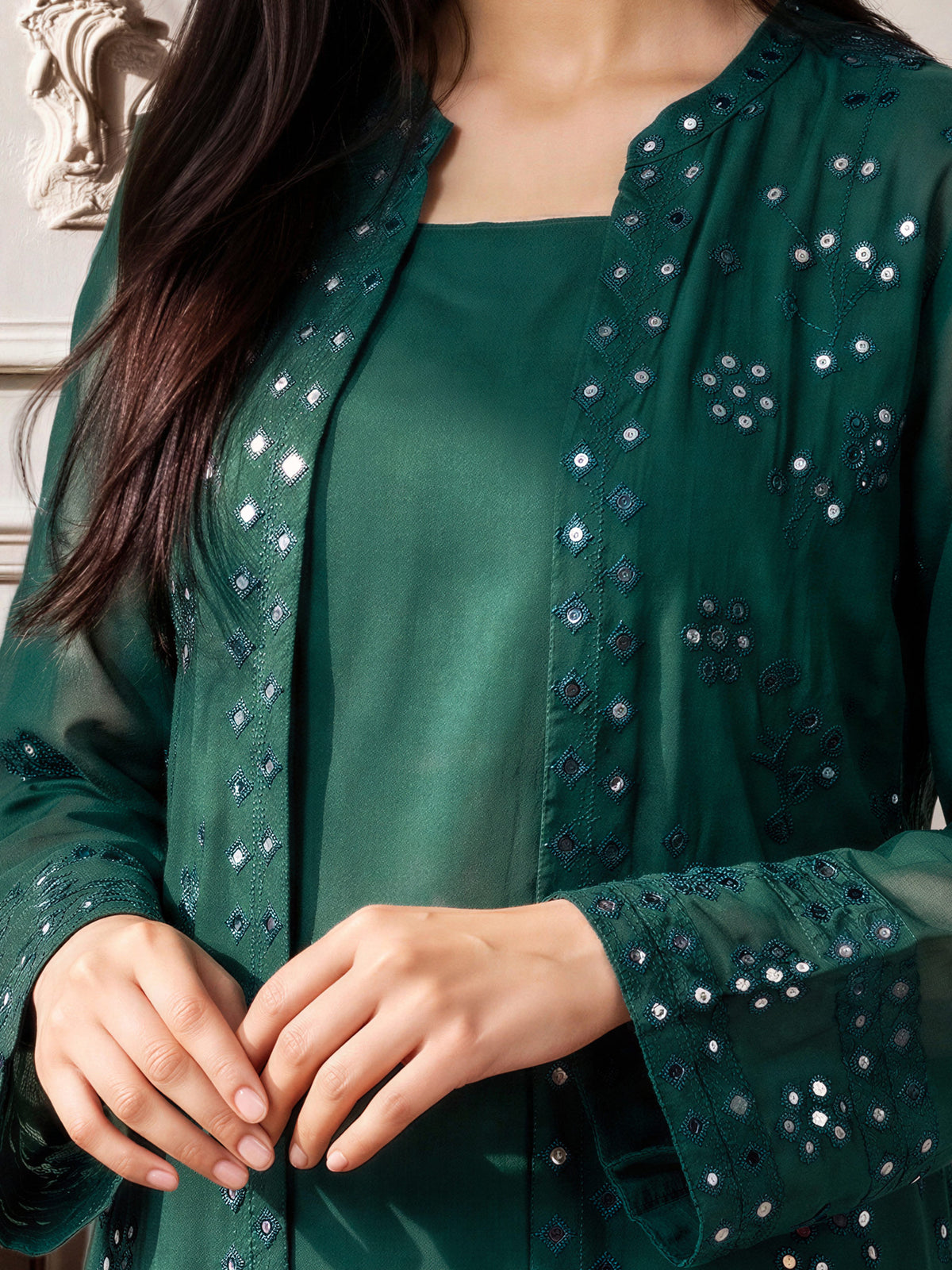 2 Piece Cotton Net Suit- Embroidered (Pret)