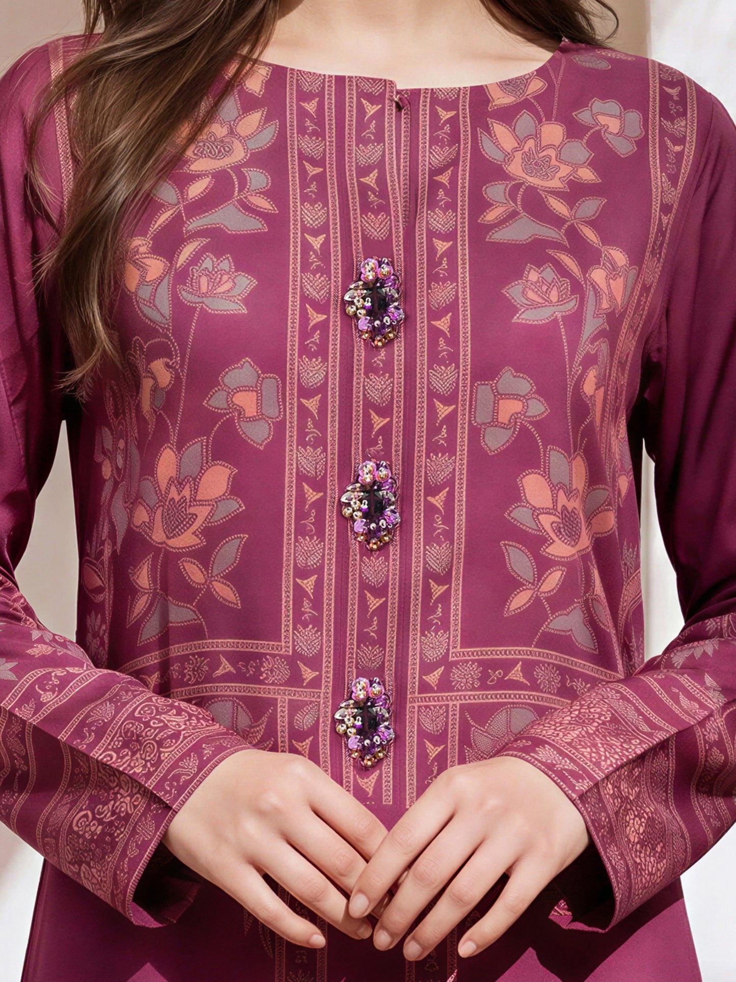 2 Piece Silk Suit- Embellished (Pret)