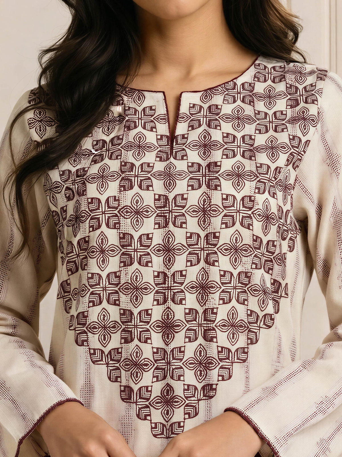 2 Piece Jacquard Yarn Dyed Suit- Embroidered (Pret)