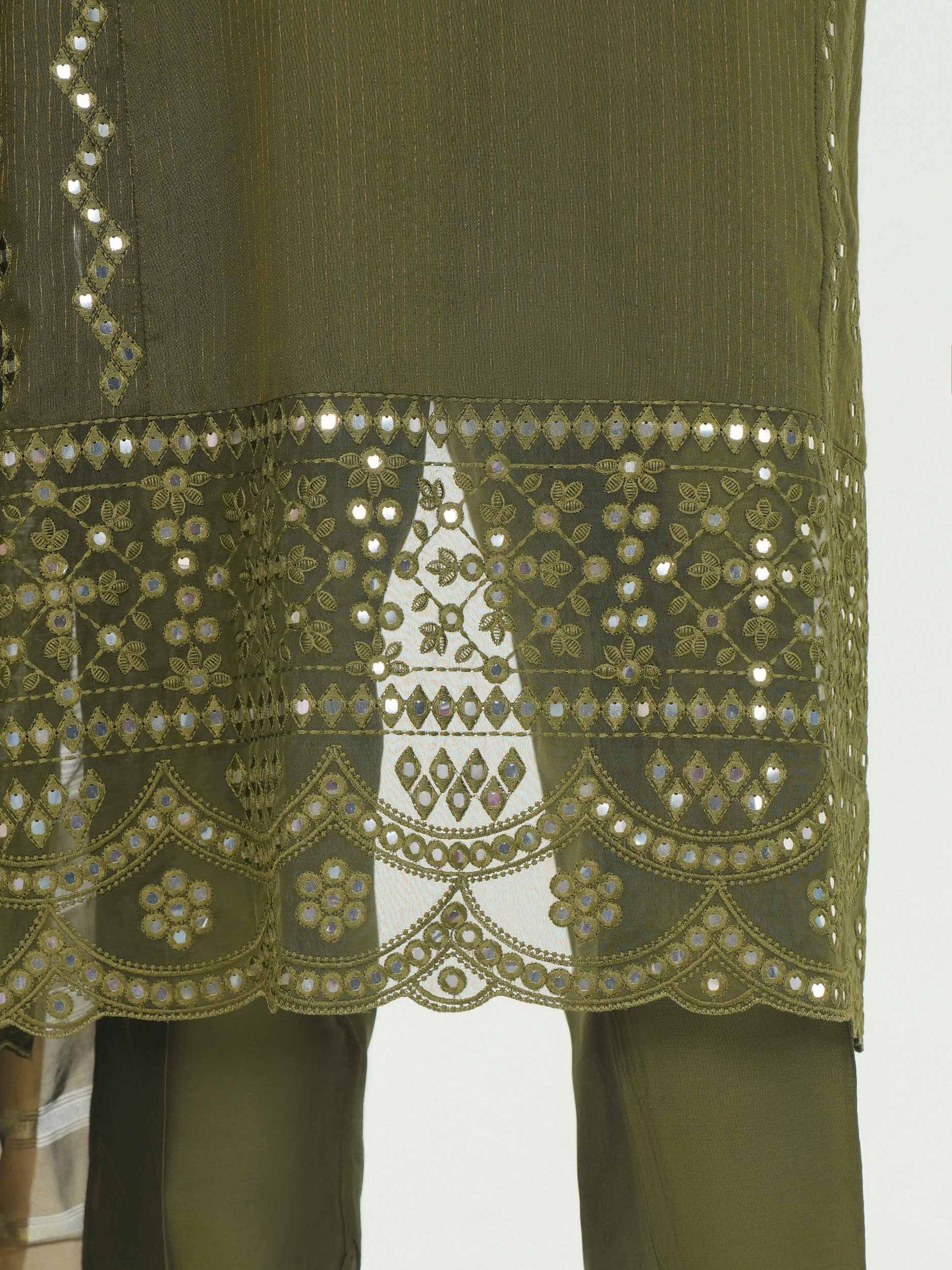 3 Piece Raw Silk Suit- Embroidered (Pret)