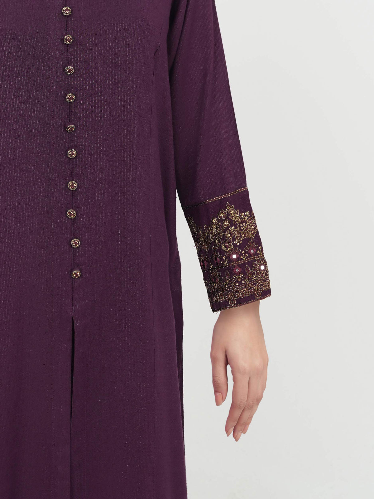2 Piece Zari Karandi Suit- Embroidered (Pret)