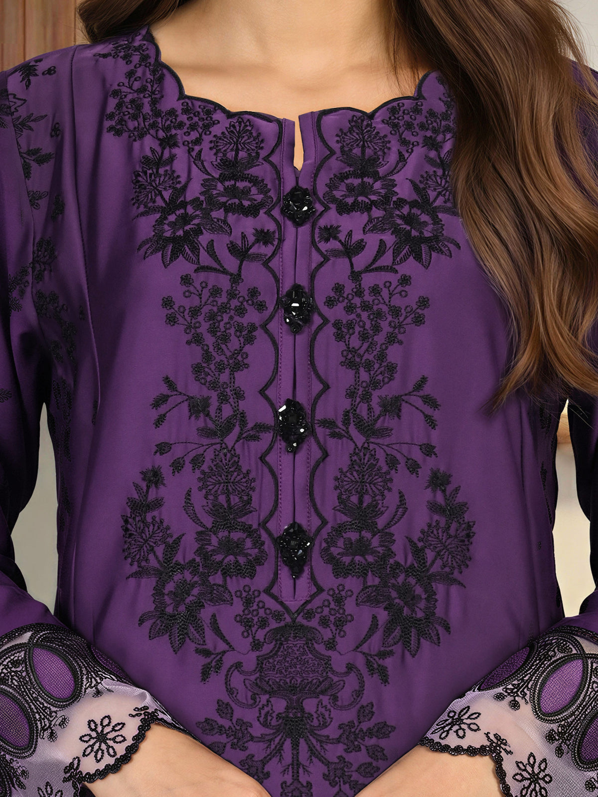 3 Piece Silk Premium Suit- Embroidered (Pret)