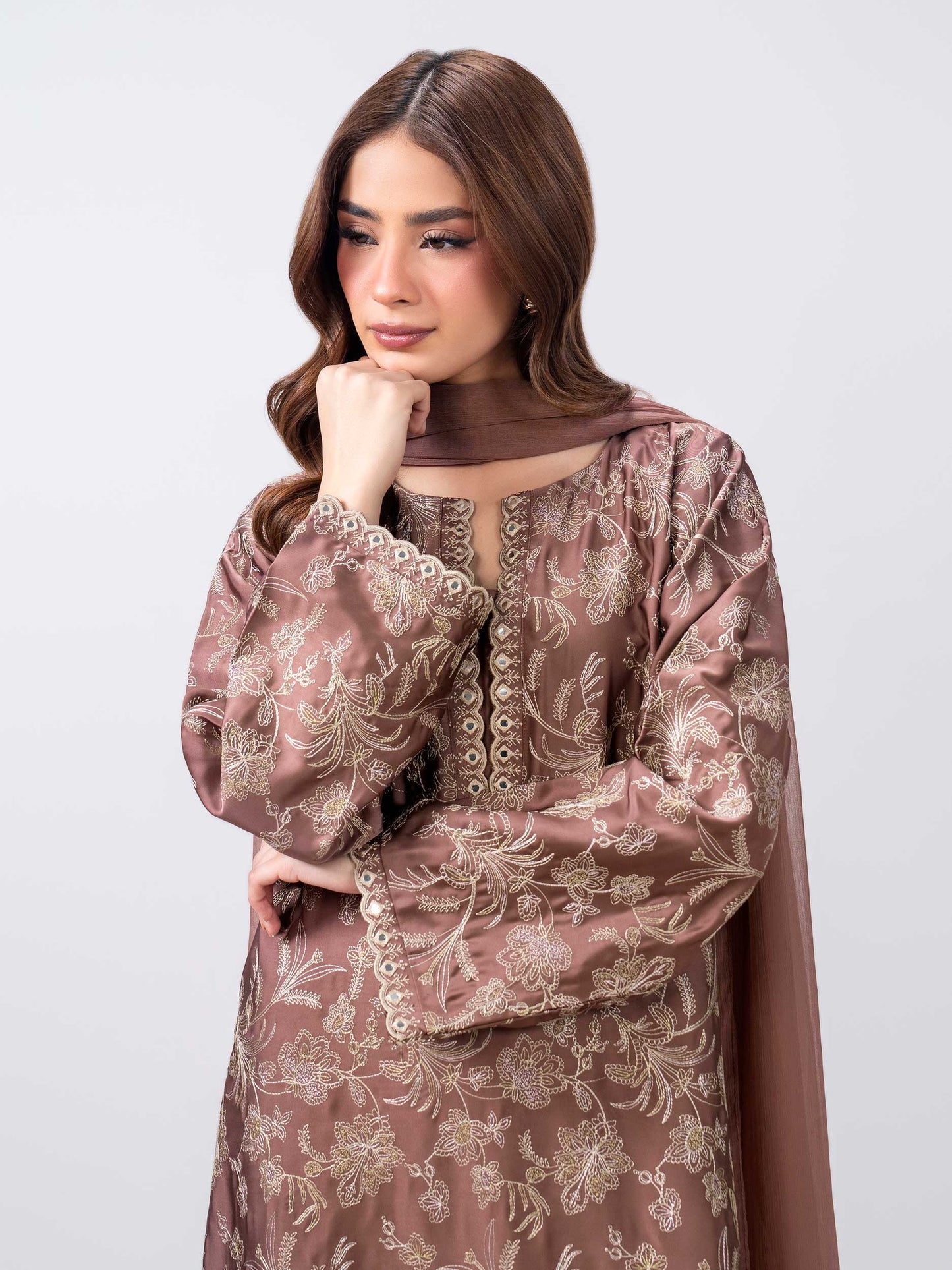 3 Piece Premium Silk Suit- Embroidered (Pret)