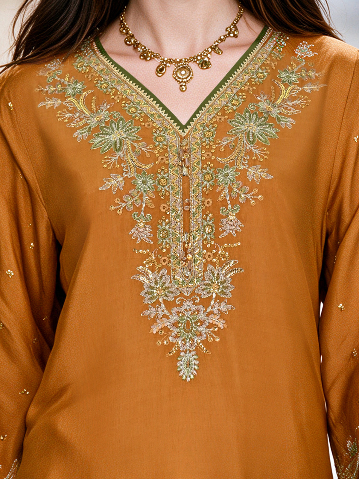 3 Piece Raw Silk Suit- Embroidered (Pret)