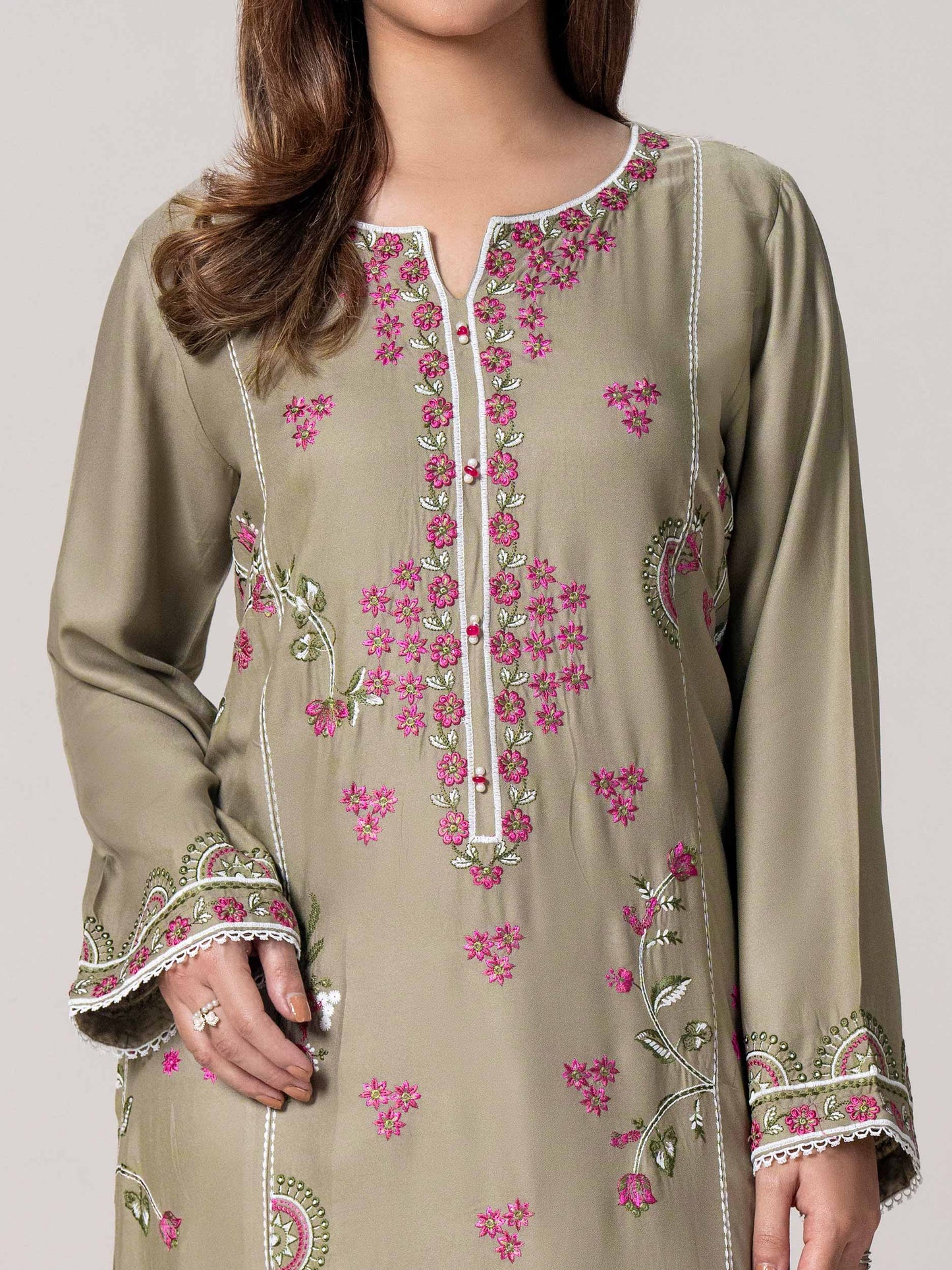 2 Piece Crepe Suit- Embroidered (Pret)