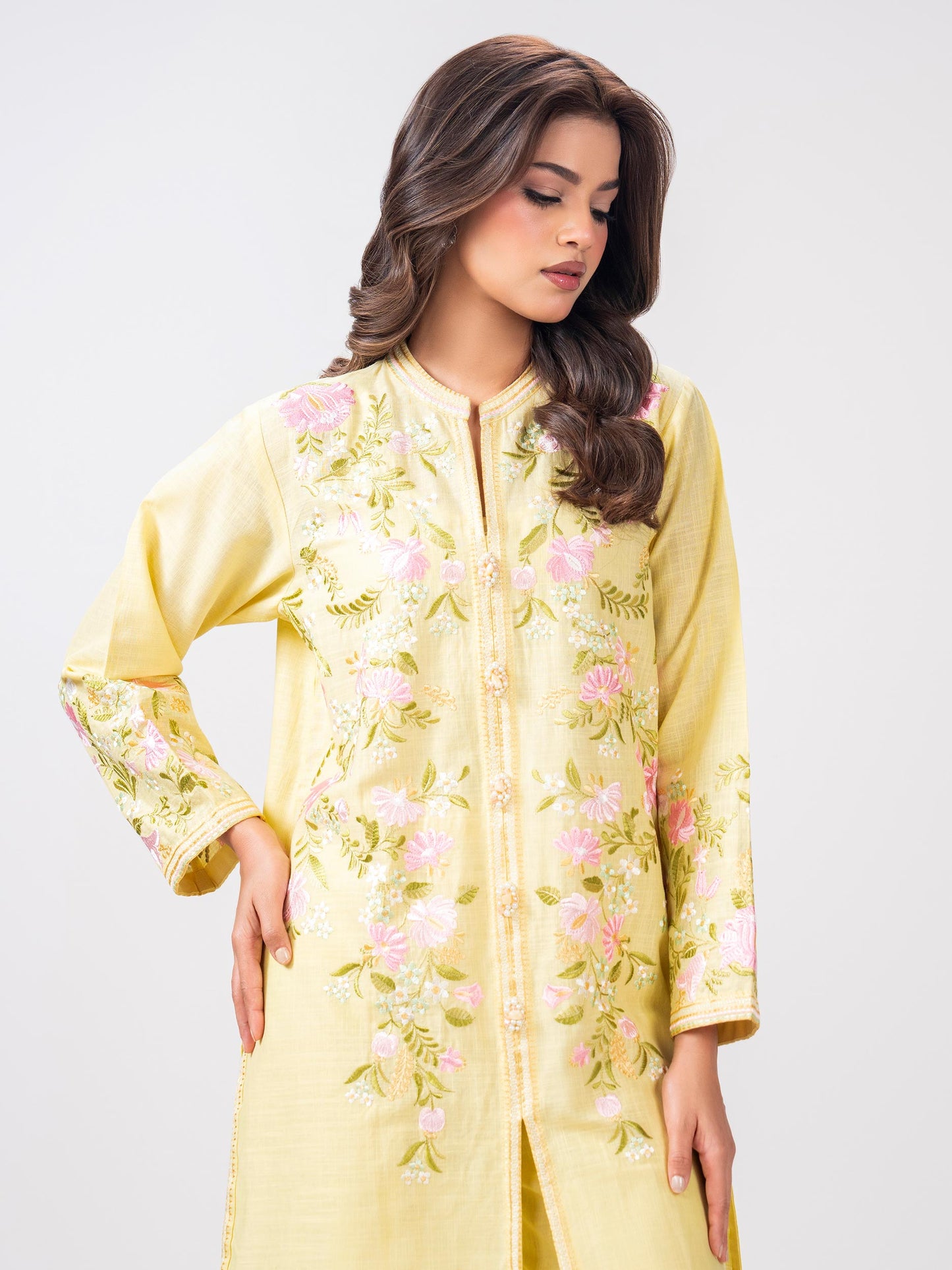 2 Piece Slub Khaddar Suit- Embroidered (Pret)