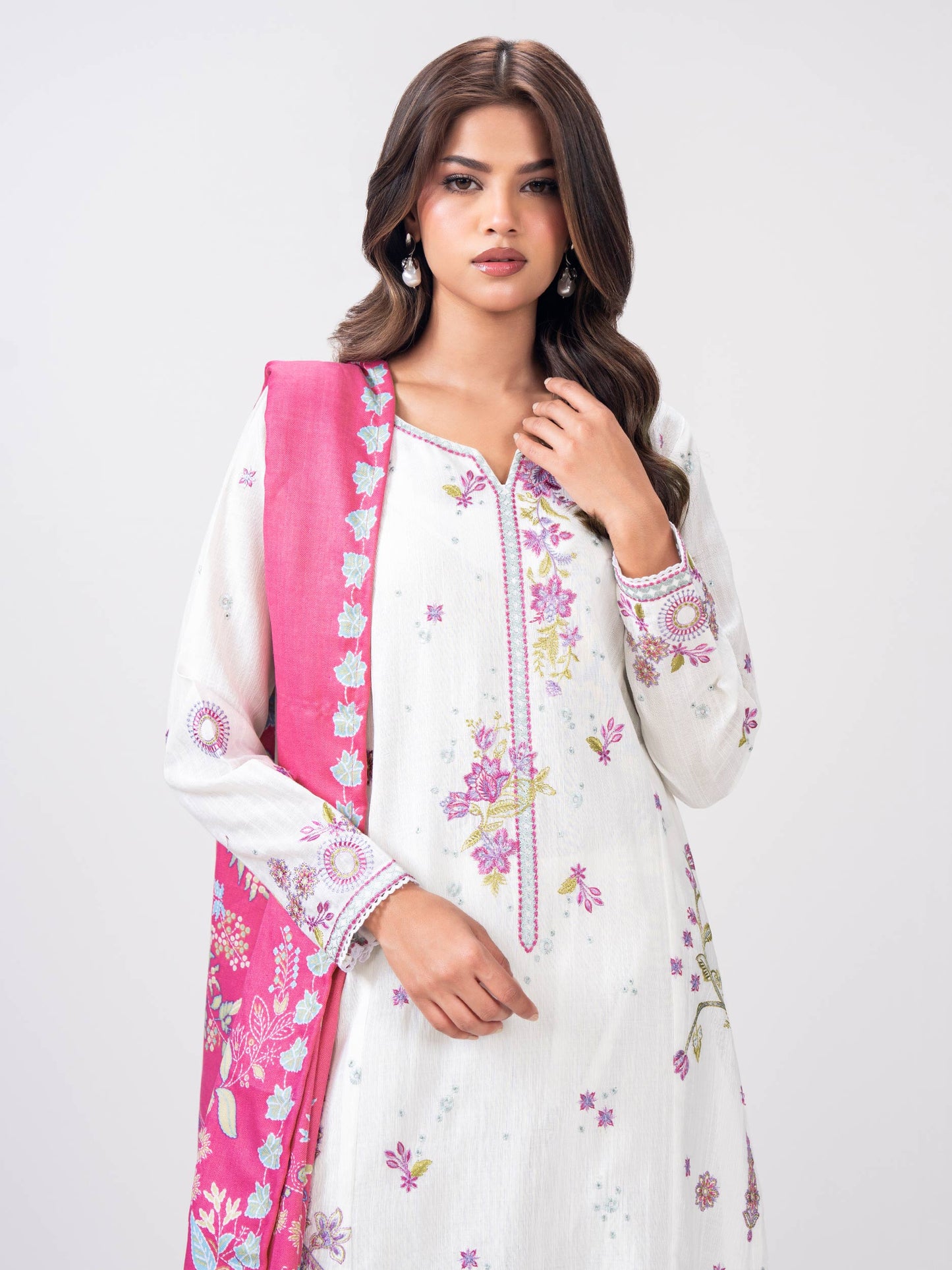 2 Piece Slub Khaddar Suit- Embroidered (Pret)