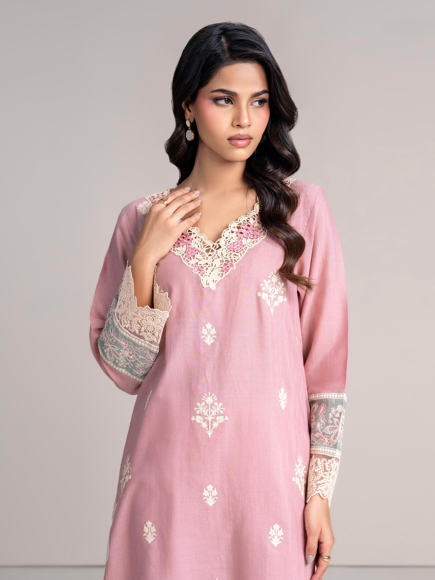 2 Piece Slub Khaddar Suit- Embroidered (Pret)