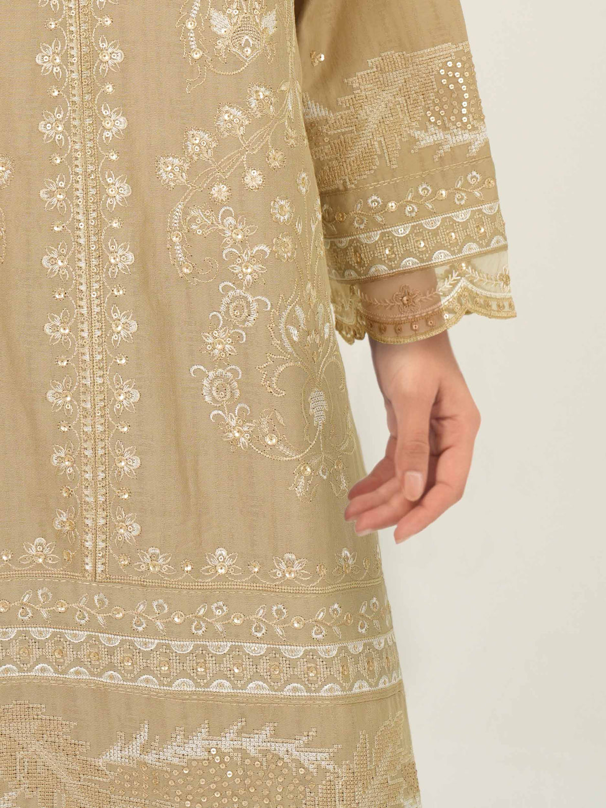 2 Piece Jacquard Yarn Dyed Suit- Embroidered (Pret)