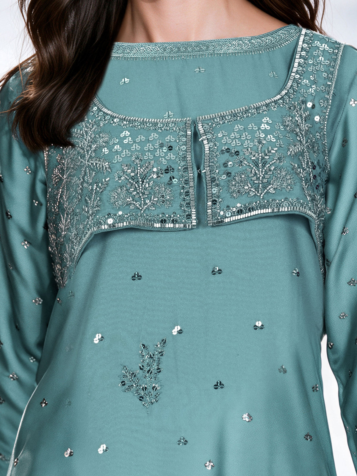 2 Piece Crepe Suit- Embroidered (Pret)