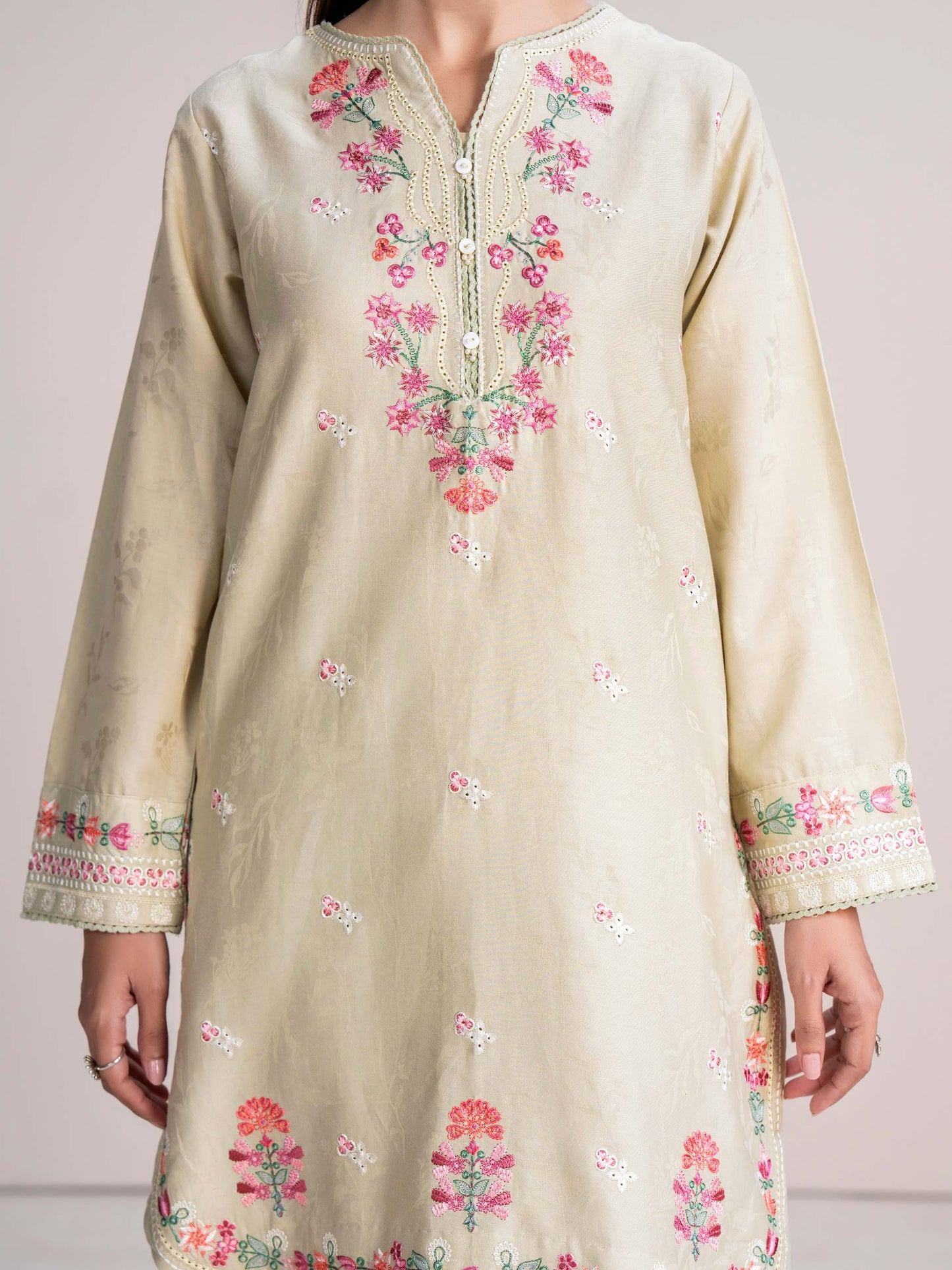 Self Jacquard Suit- Embroidered (Pret)