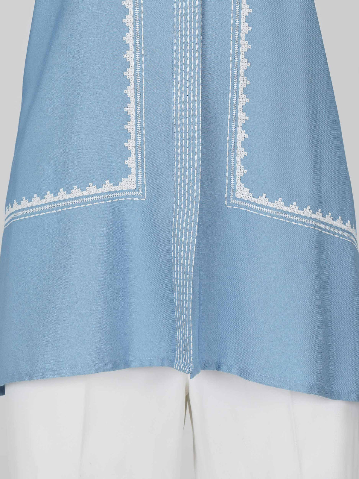 Denim Top- Embroidered