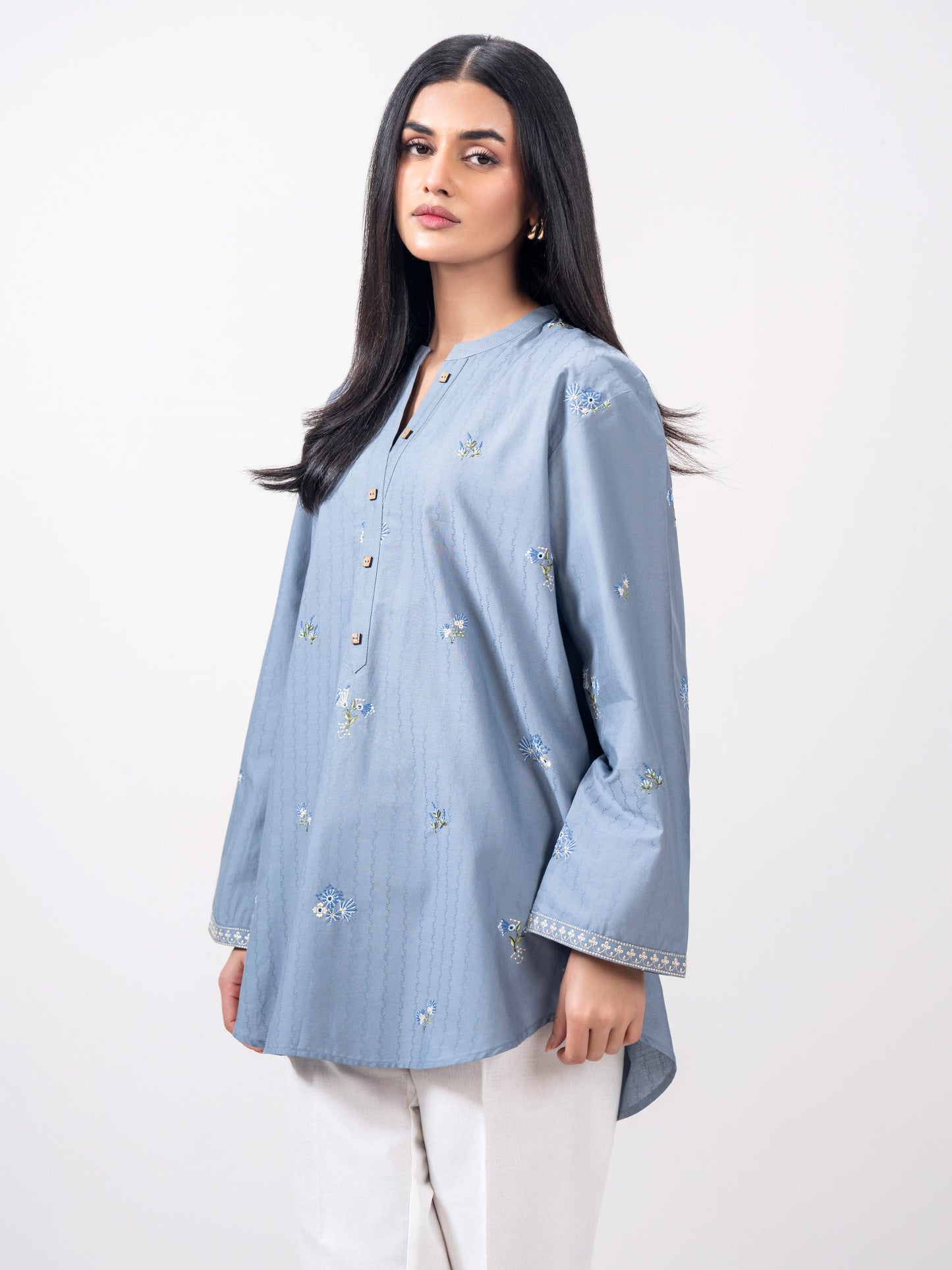 Dobby Kurti- Embroidered (Pret)