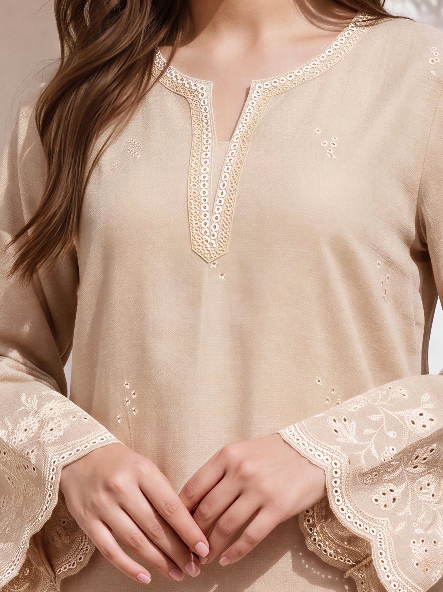 Yarn Dyed Co-ord Set- Embroidered