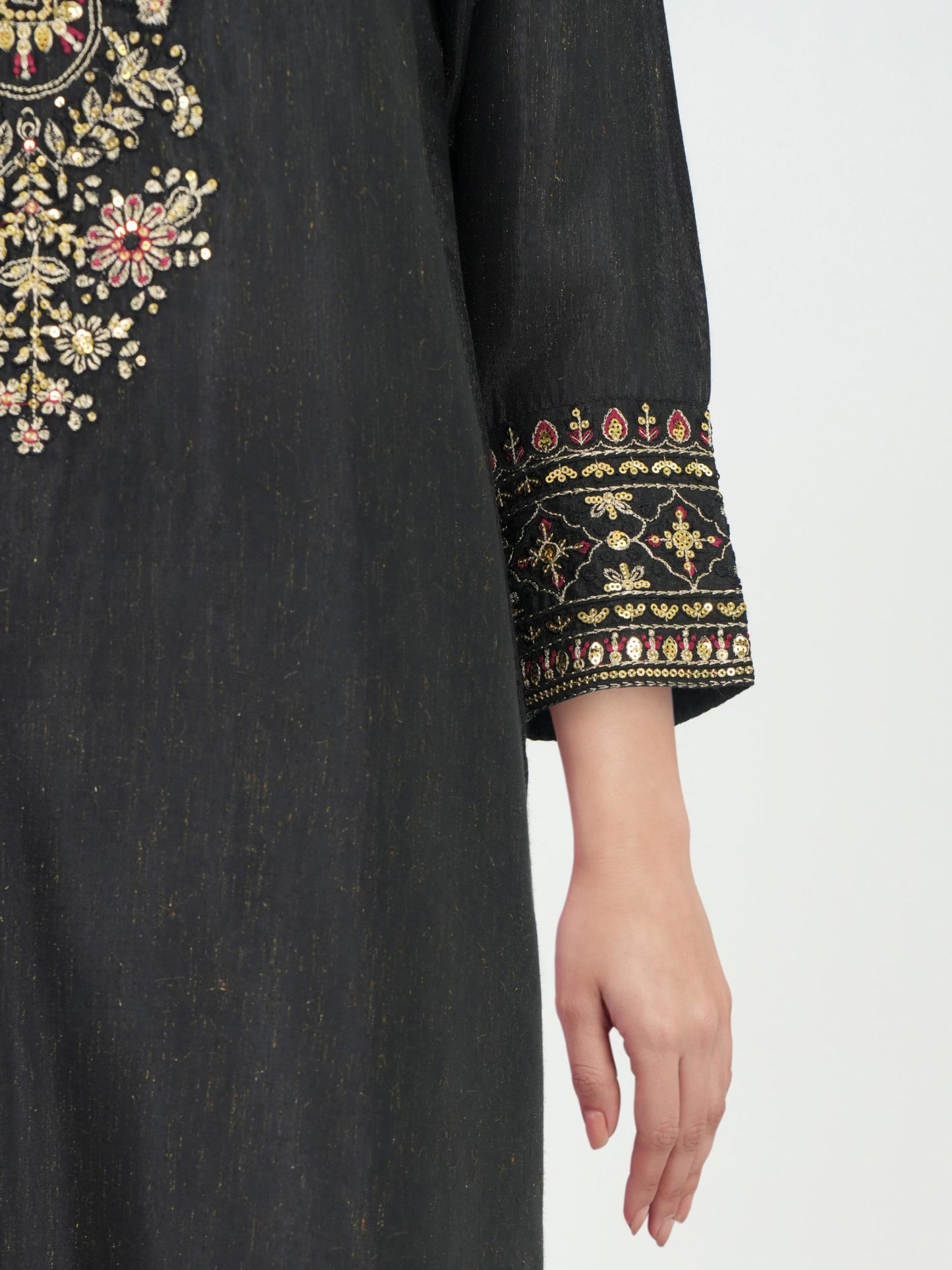 2 Piece Viscose Glitter Suit- Embroidered (Pret)