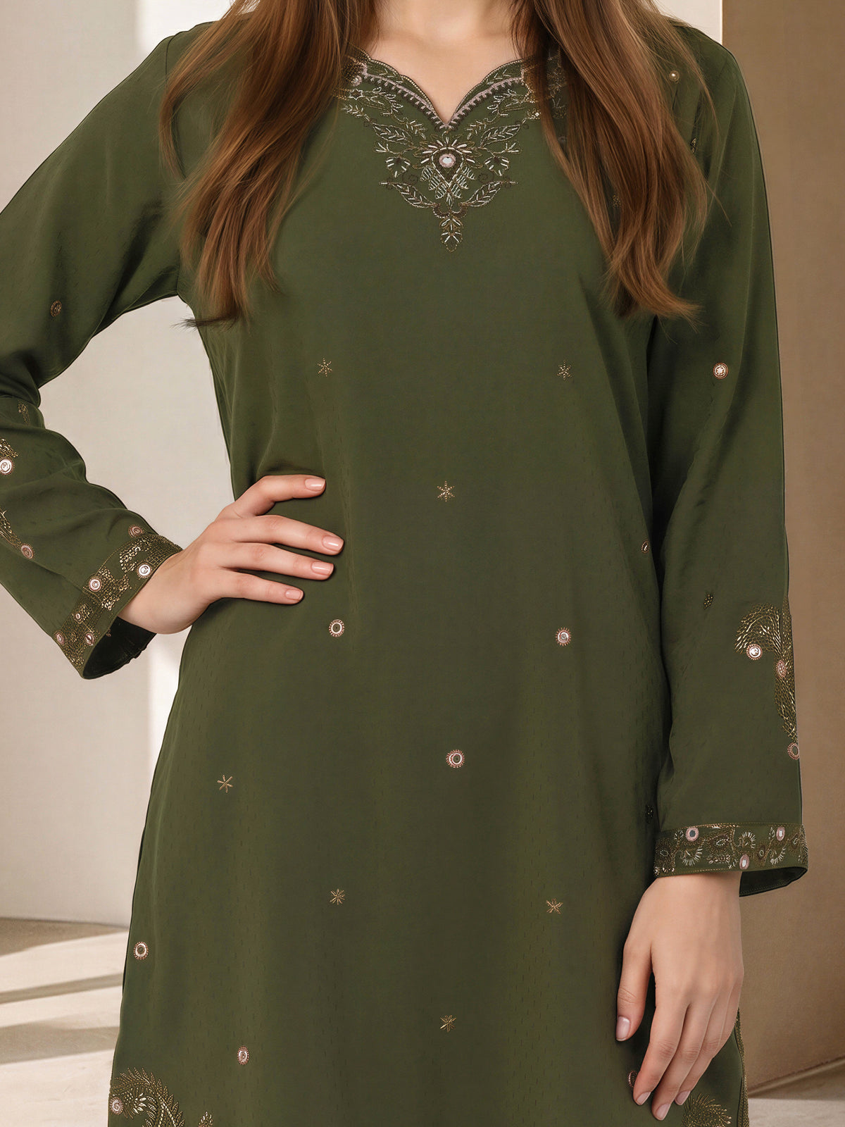 Grip Texture Co-ord Set- Embroidered