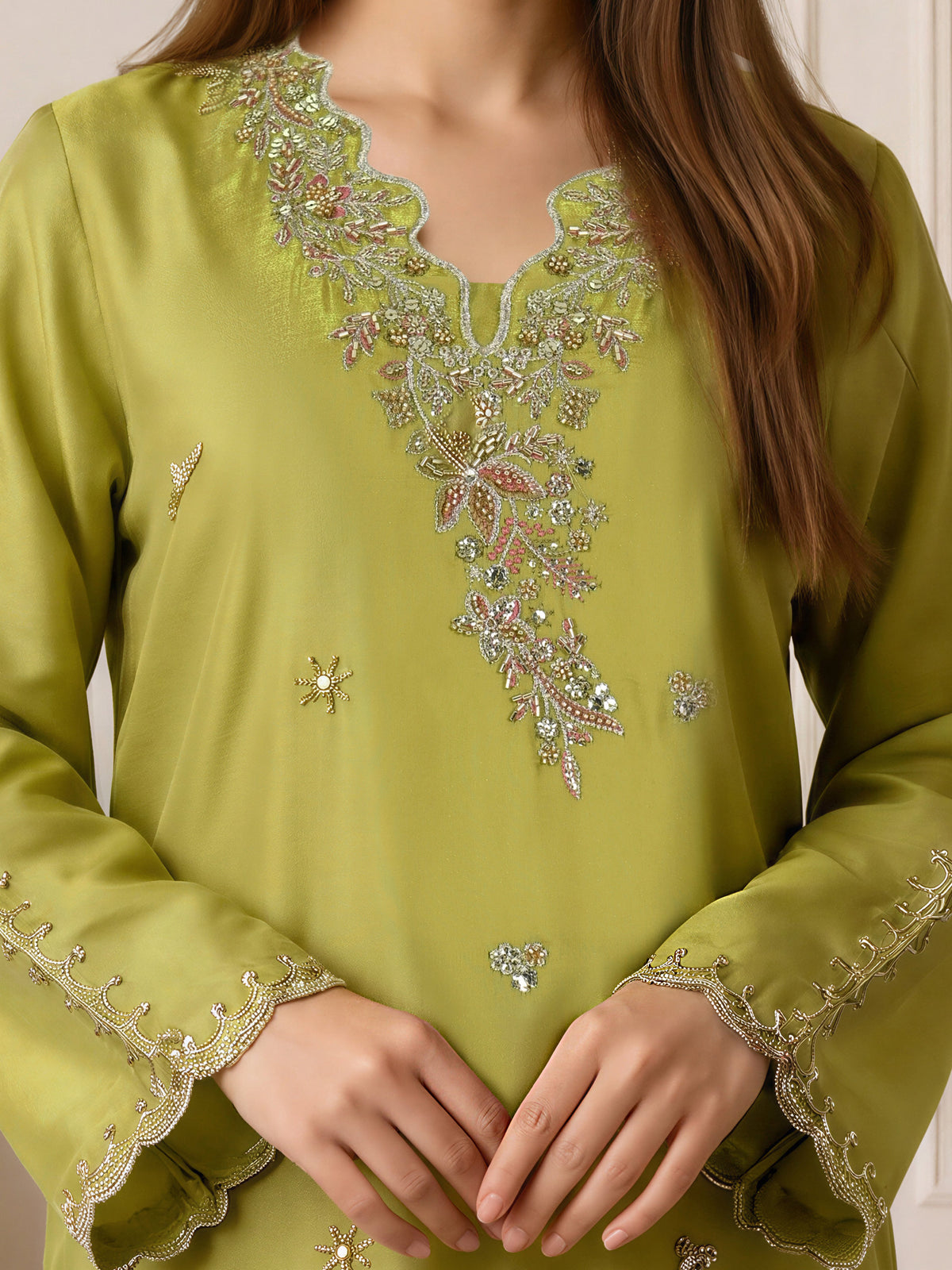 2 Piece Silk Suit- Embroidered (Pret)
