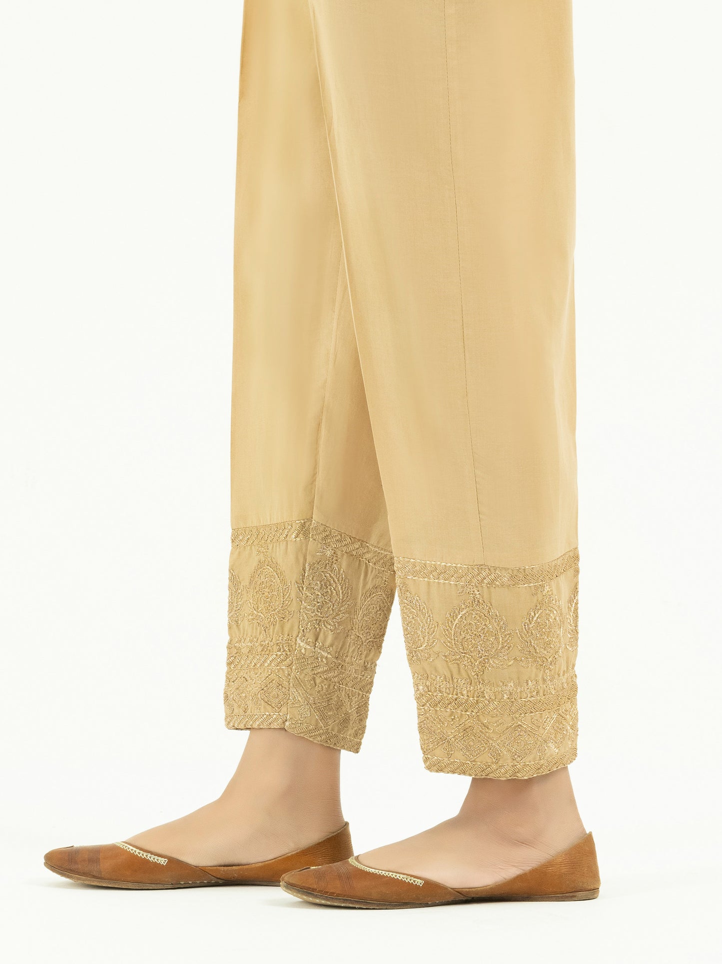 Embroidered Cambric Trousers(Pret)