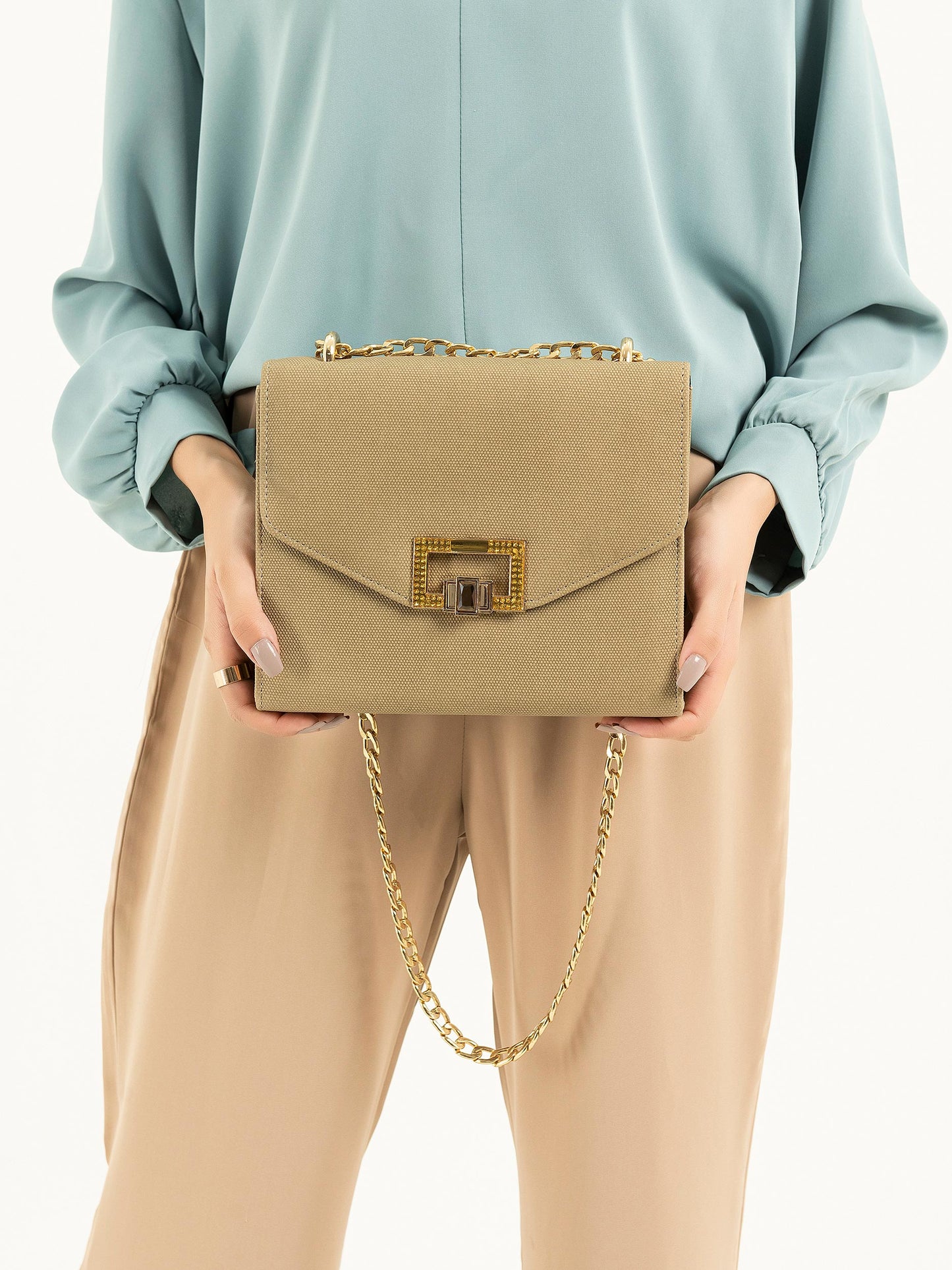 Embellished Brooch Handbag