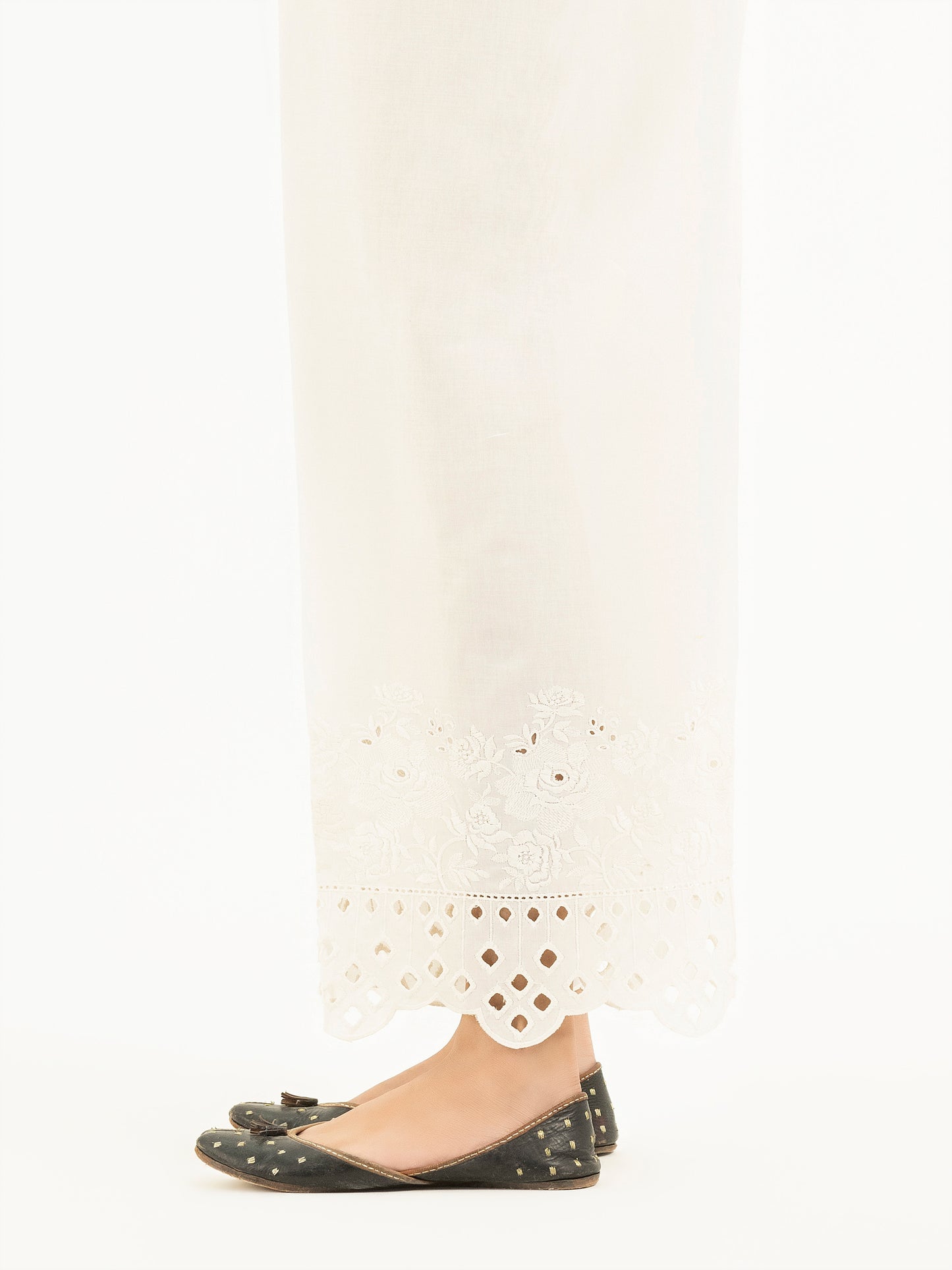 Embroidered Cambric Trousers(Pret)