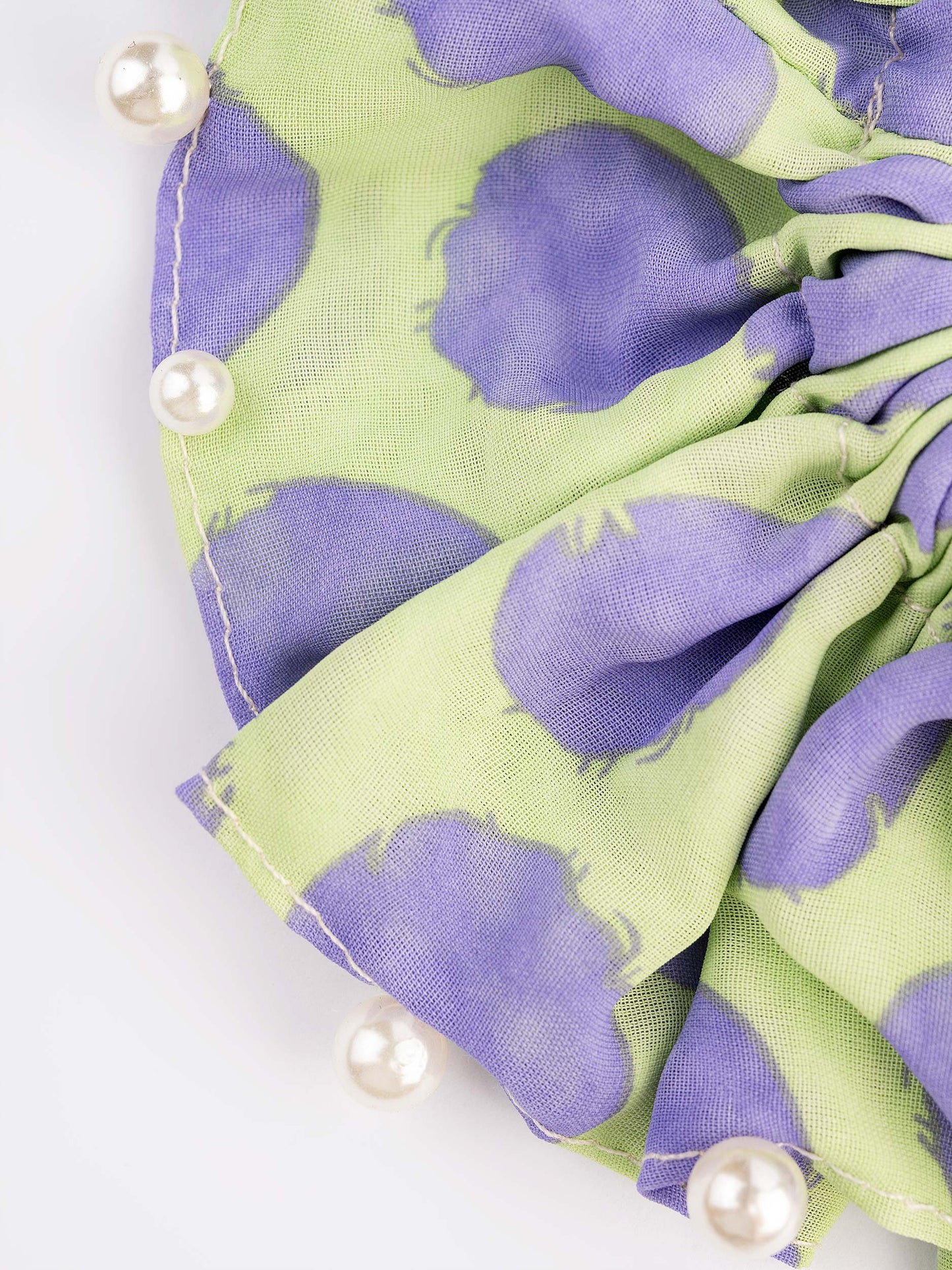 Pearl Embellished Printed Hair Tie