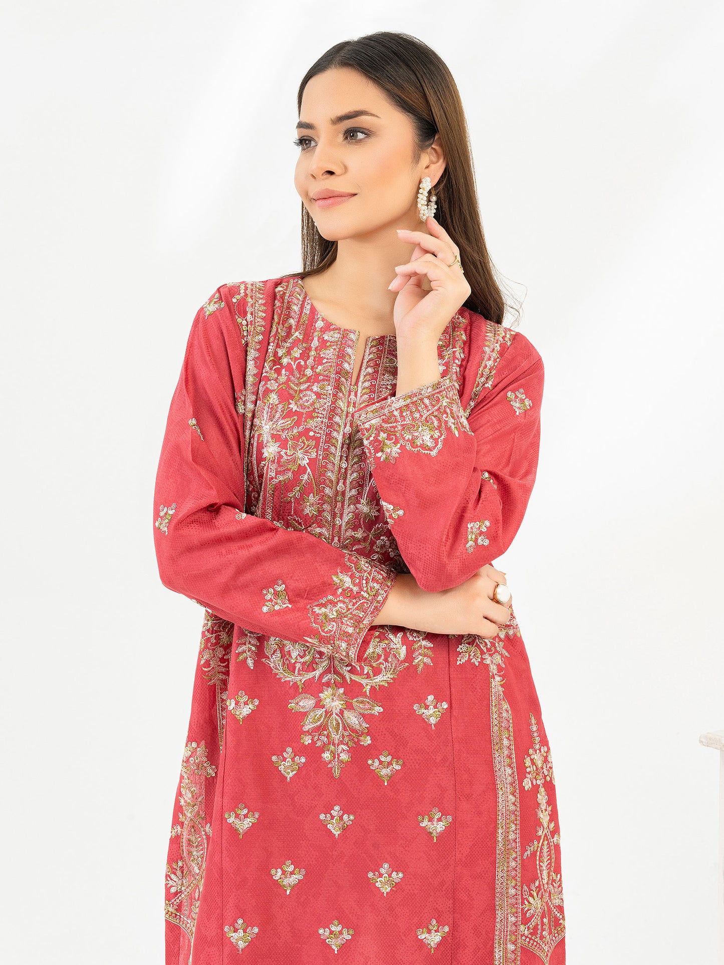2 Piece Jacquard Suit-Embroidered (Pret)