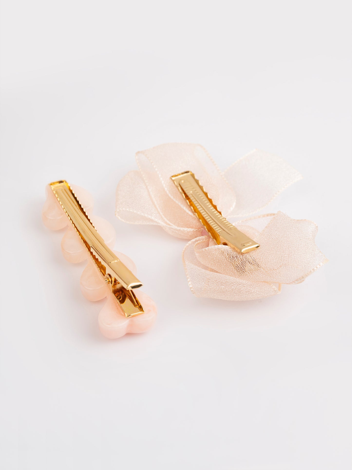 Bow With Heart Hair Clips