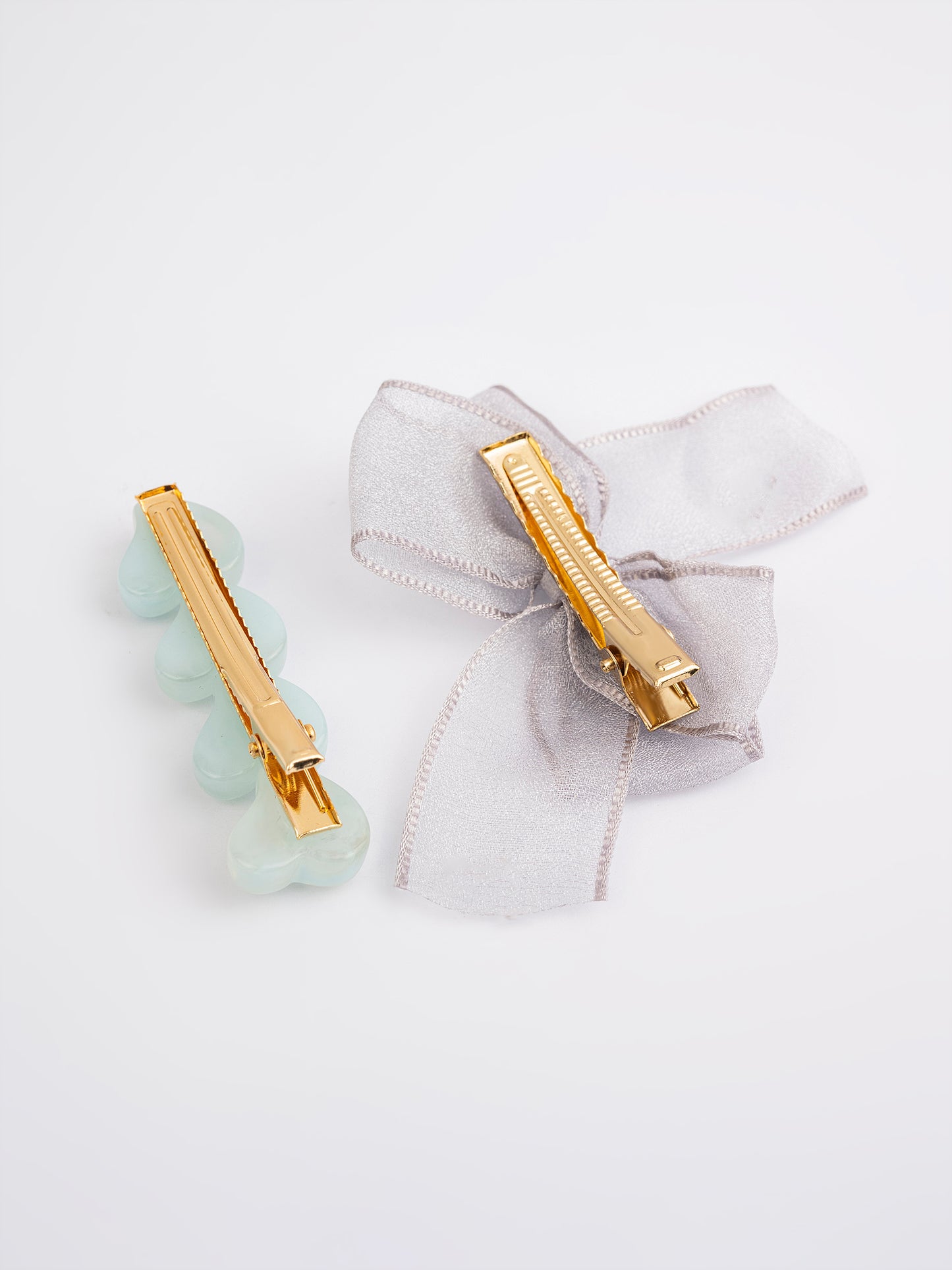 Bow With Heart Hair Clips