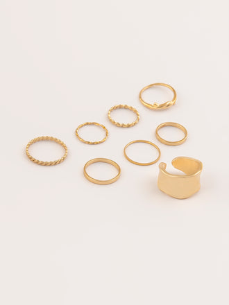 metallic-textured-rings-set