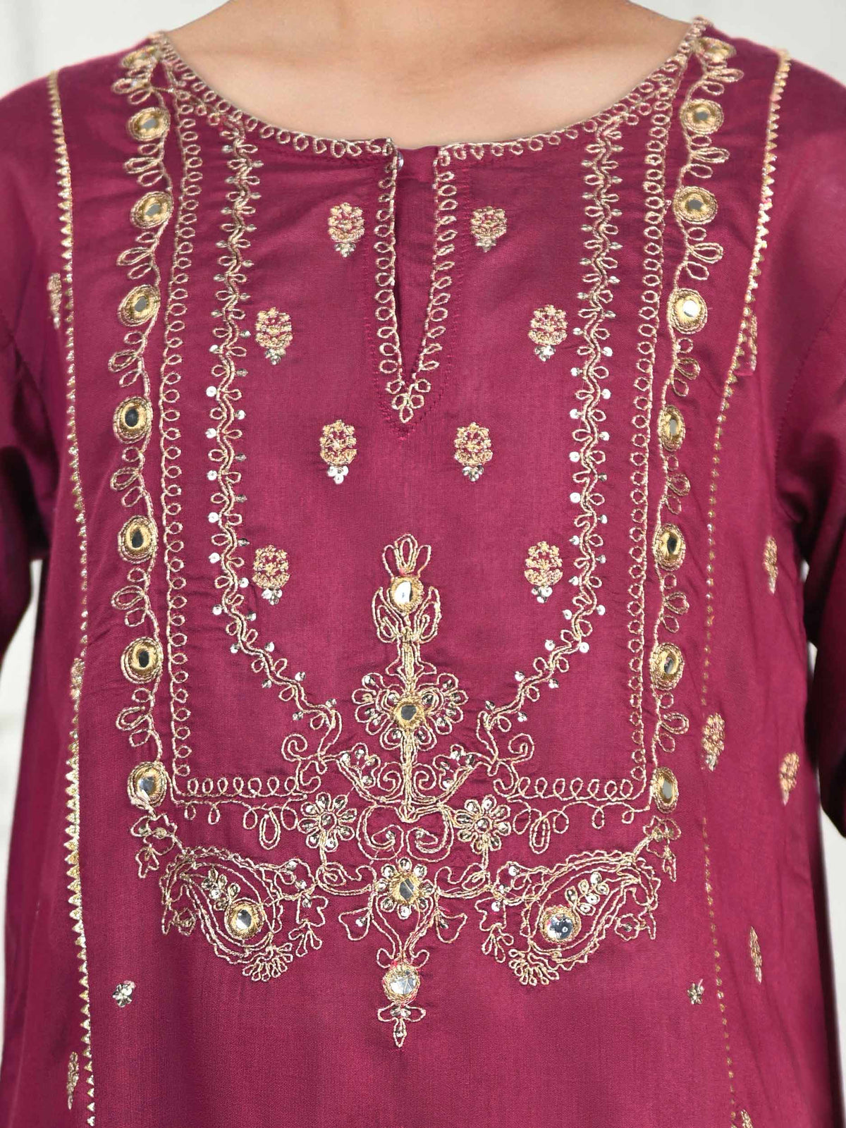 2 Piece Raw Silk Suit- Embroidered (Pret)