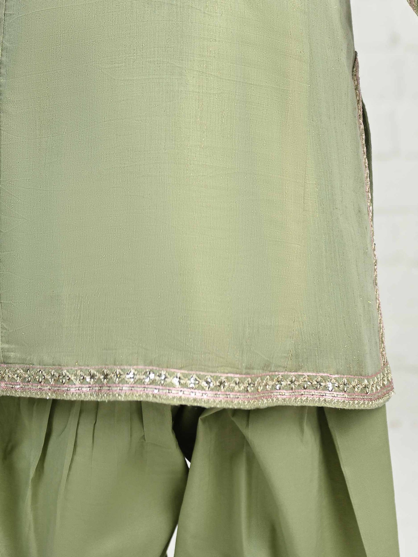 2 Piece Zari Cotton Net Suit- Embroidered (Pret)
