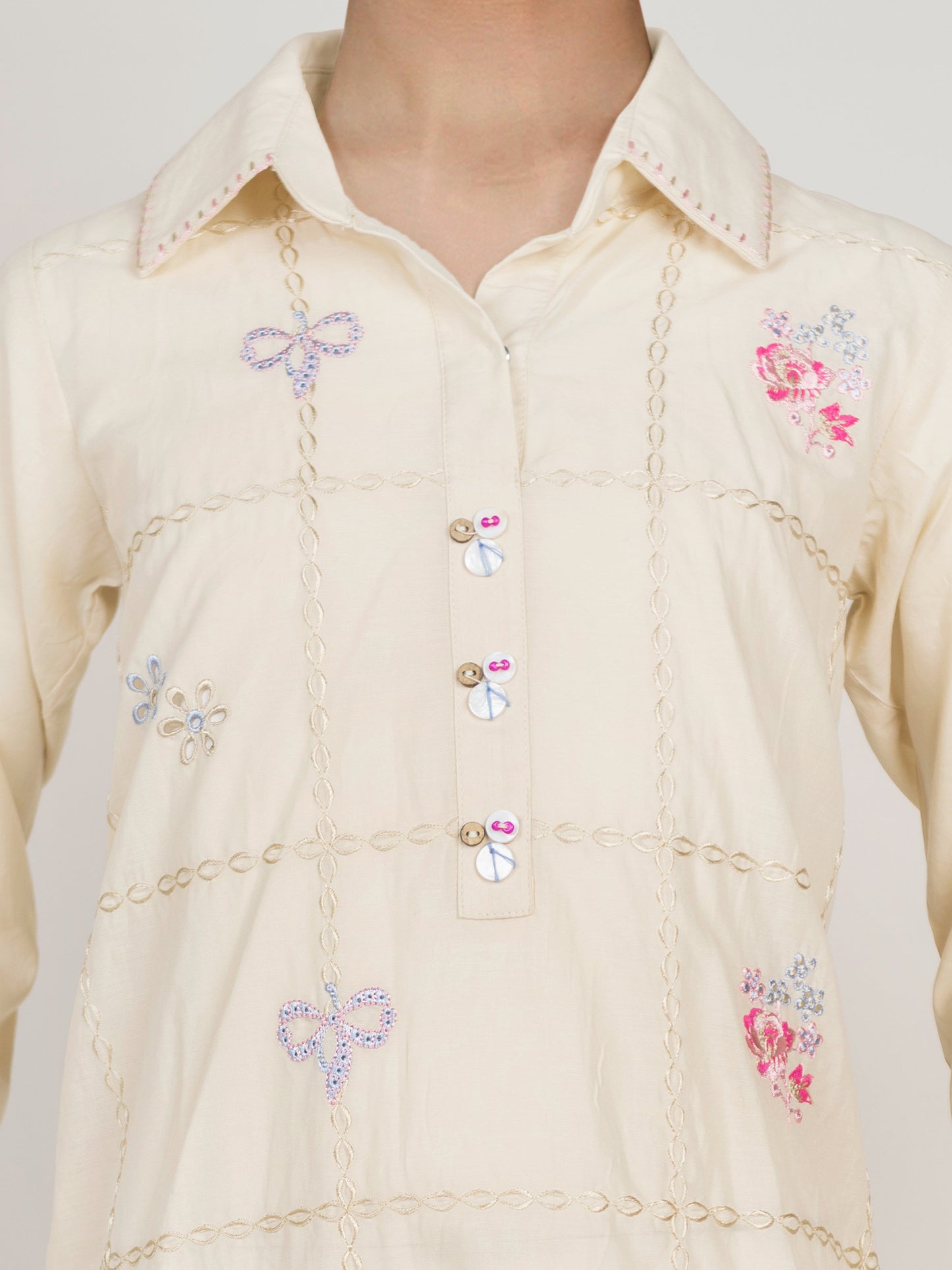 2 Piece Viscose Cotton Suit- Embroidered (Pret)