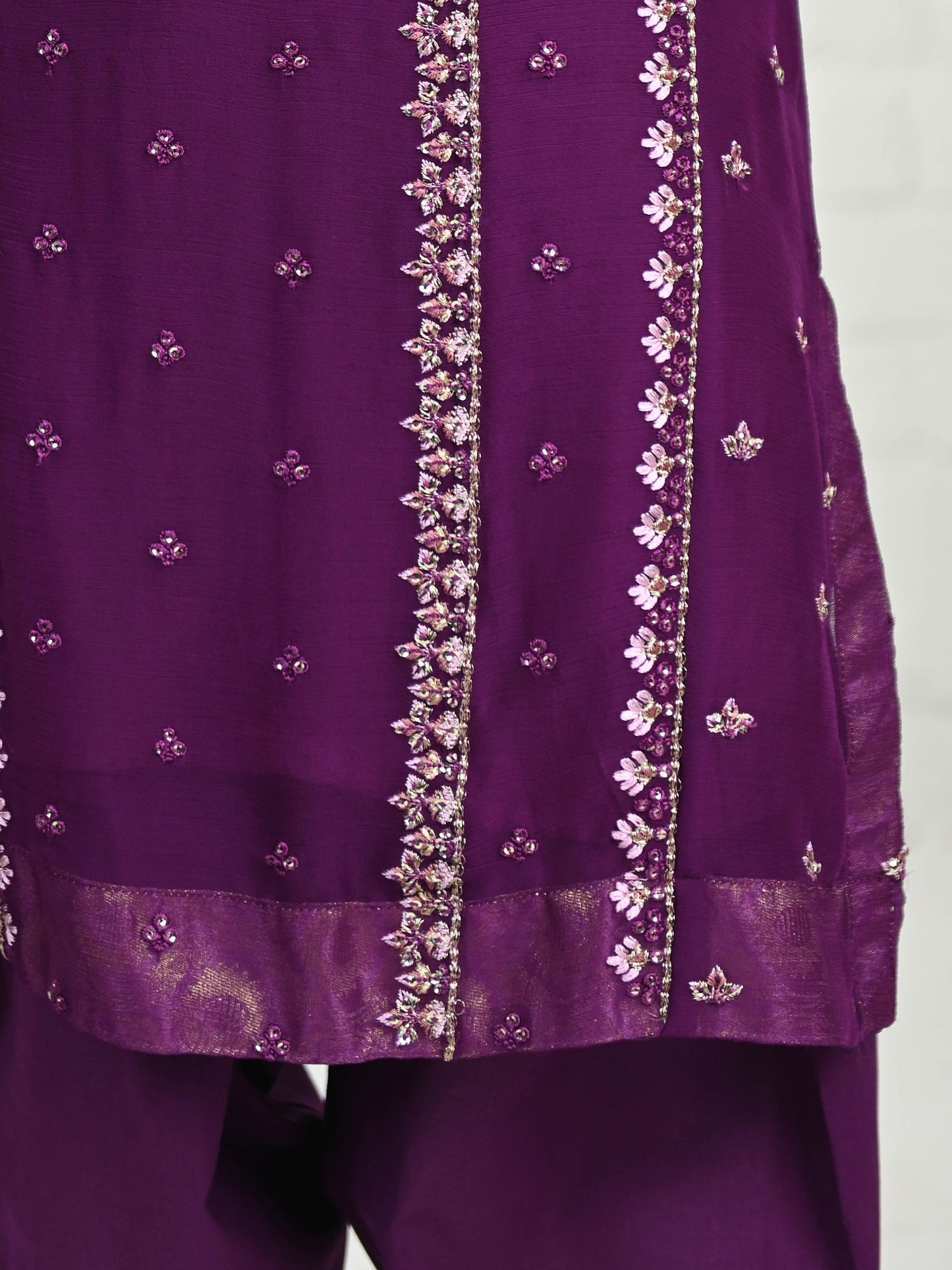 2 Piece Chiffon Suit- Embroidered (Pret)