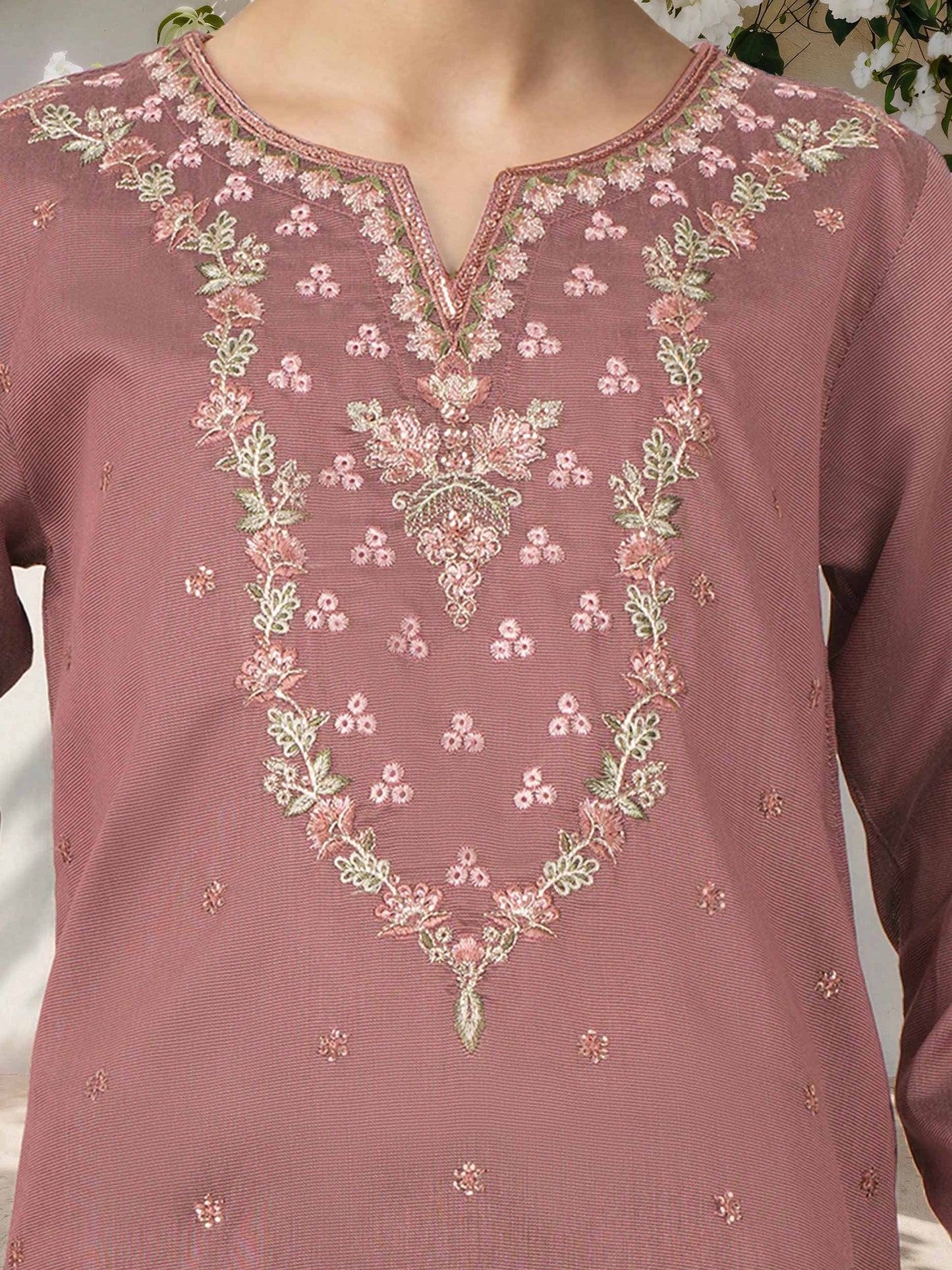 2 Piece Cotton Net Suit- Embroidered (Pret)
