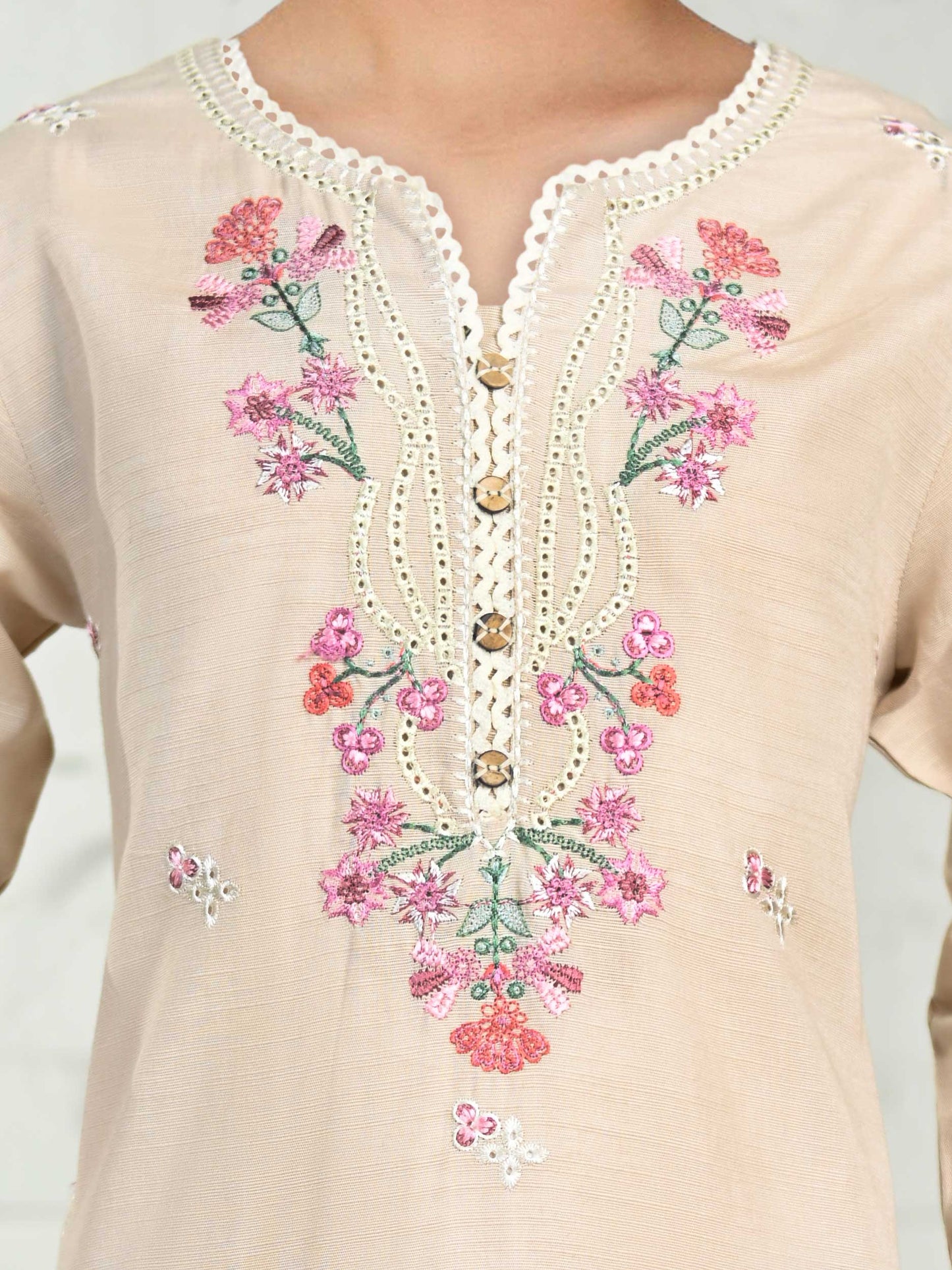 2 Piece Slub Khaddar Suit- Embroidered (Pret)