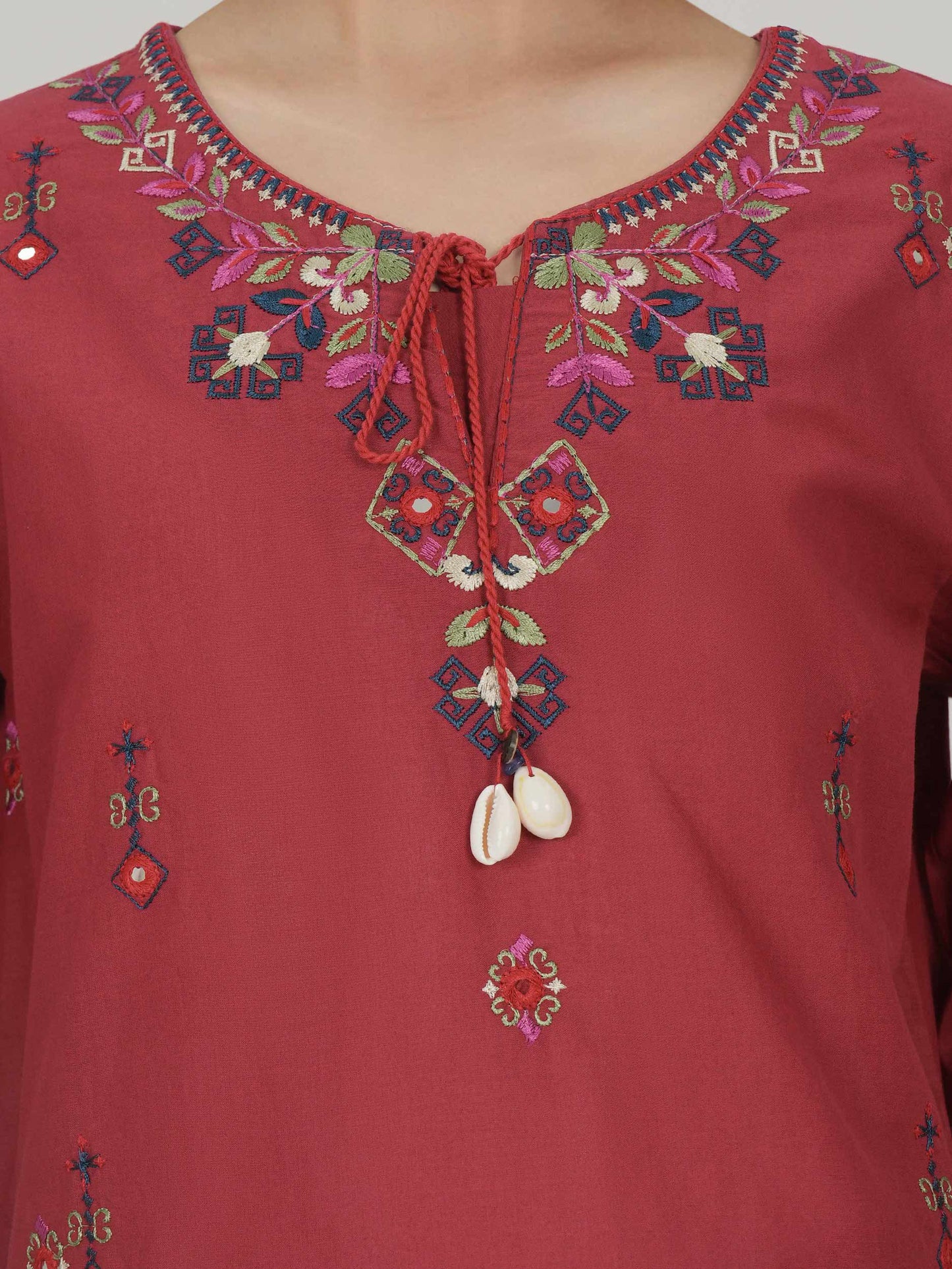 2 Piece Viscose Cotton Suit- Embroidered (Pret)