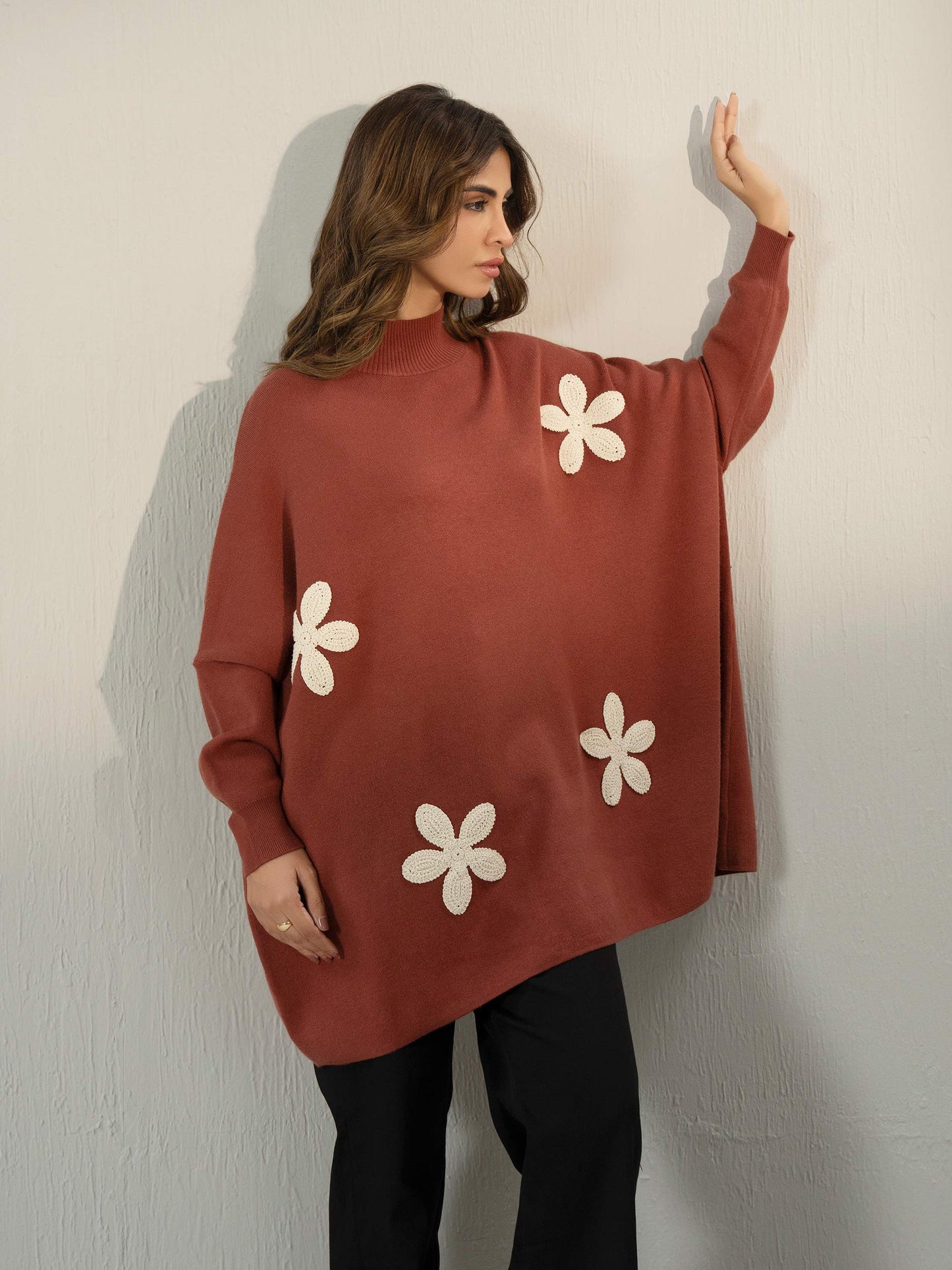 Woolen Blend Sweater- Embroidered