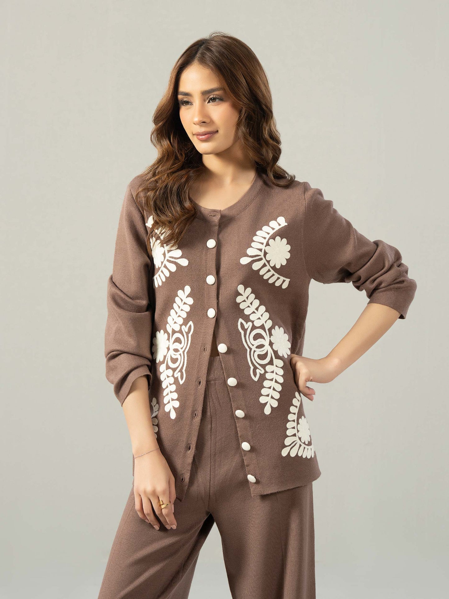 Knitted Co-ord Set- Embroidered