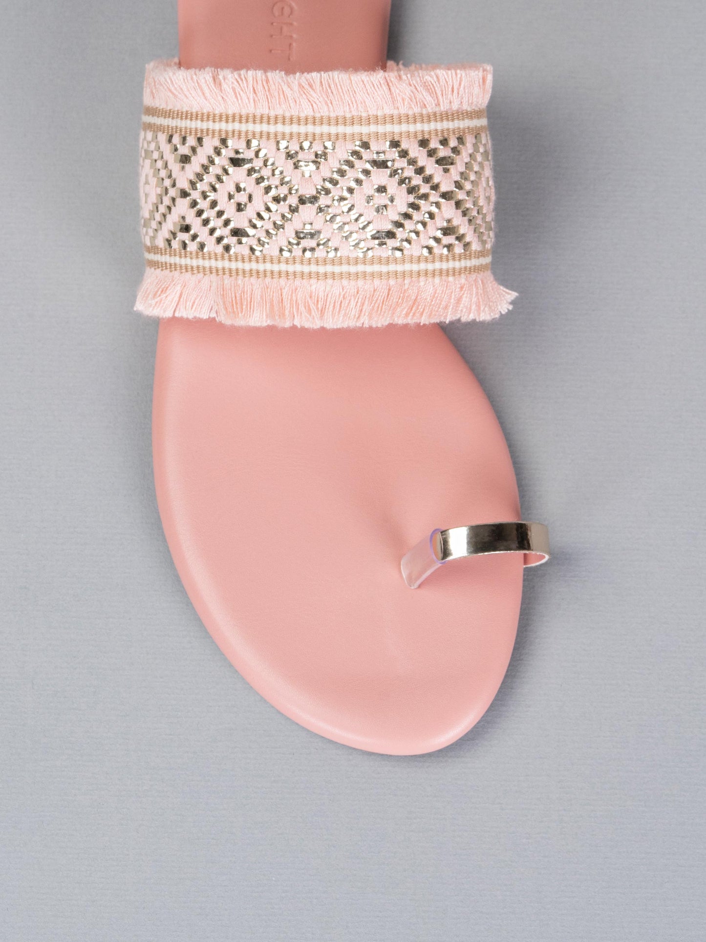 Blush Fringe Slides