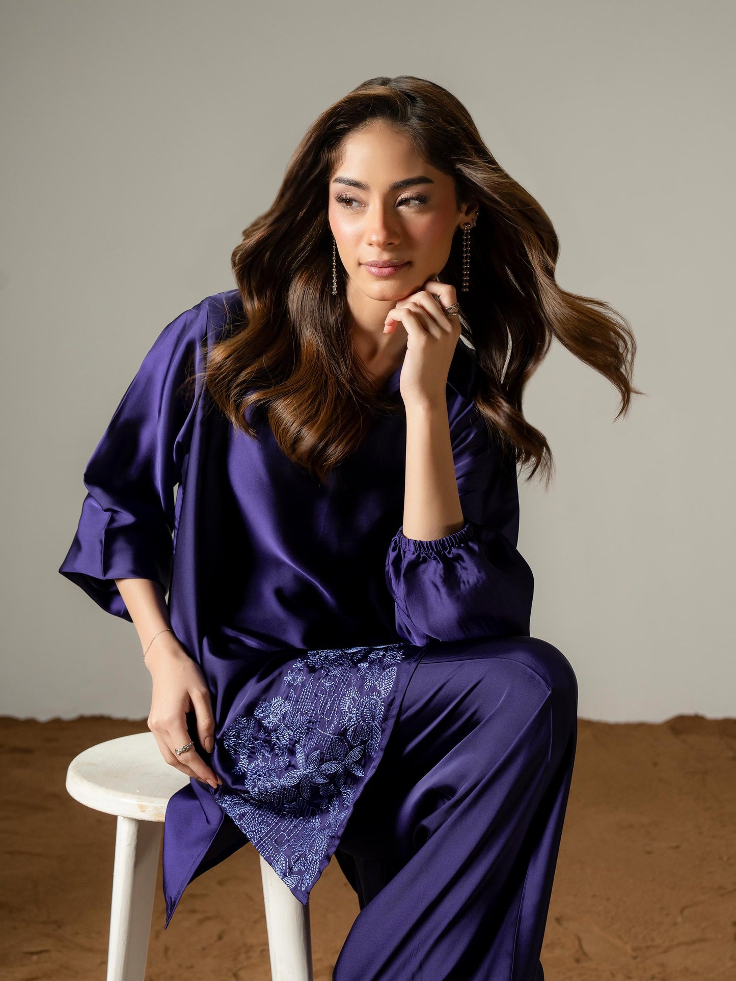 Silk Co ord Set-Embroidered